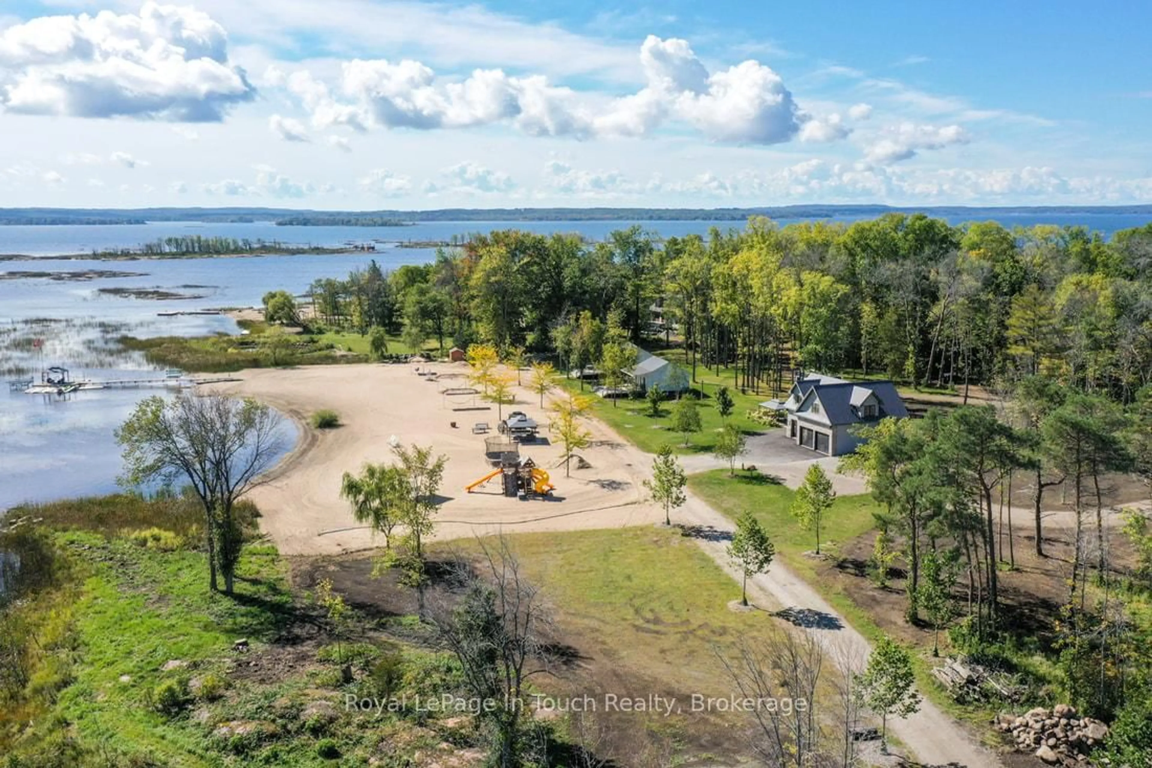 A pic from outside/outdoor area/front of a property/back of a property/a pic from drone, water/lake/river/ocean view for 93-44 Potato Island Rd, Georgian Bay Ontario L0K 1S0