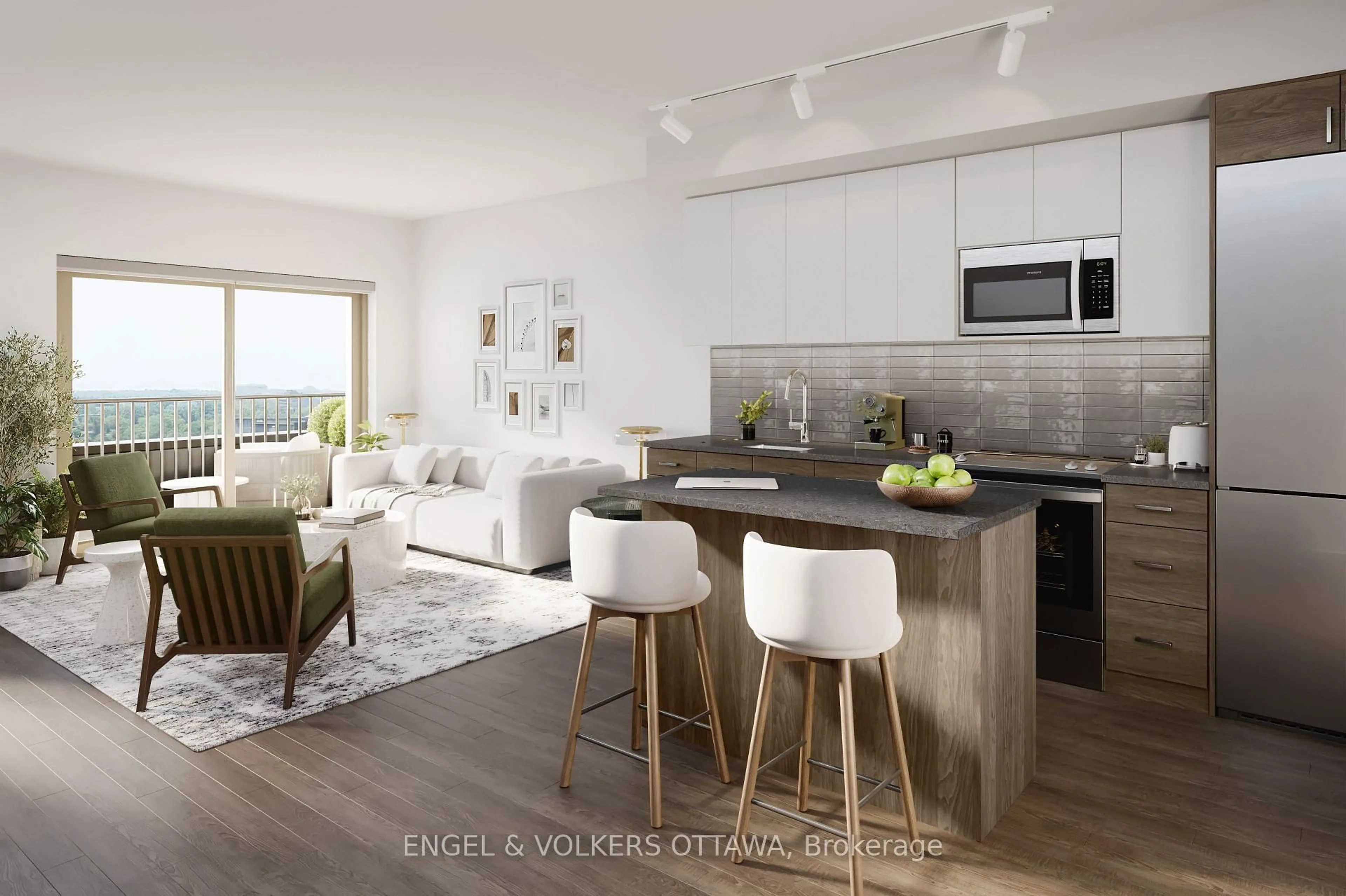 Open concept kitchen, wood/laminate floor for 8 Blackburn Ave #503, Ottawa Ontario K1N 7Z2