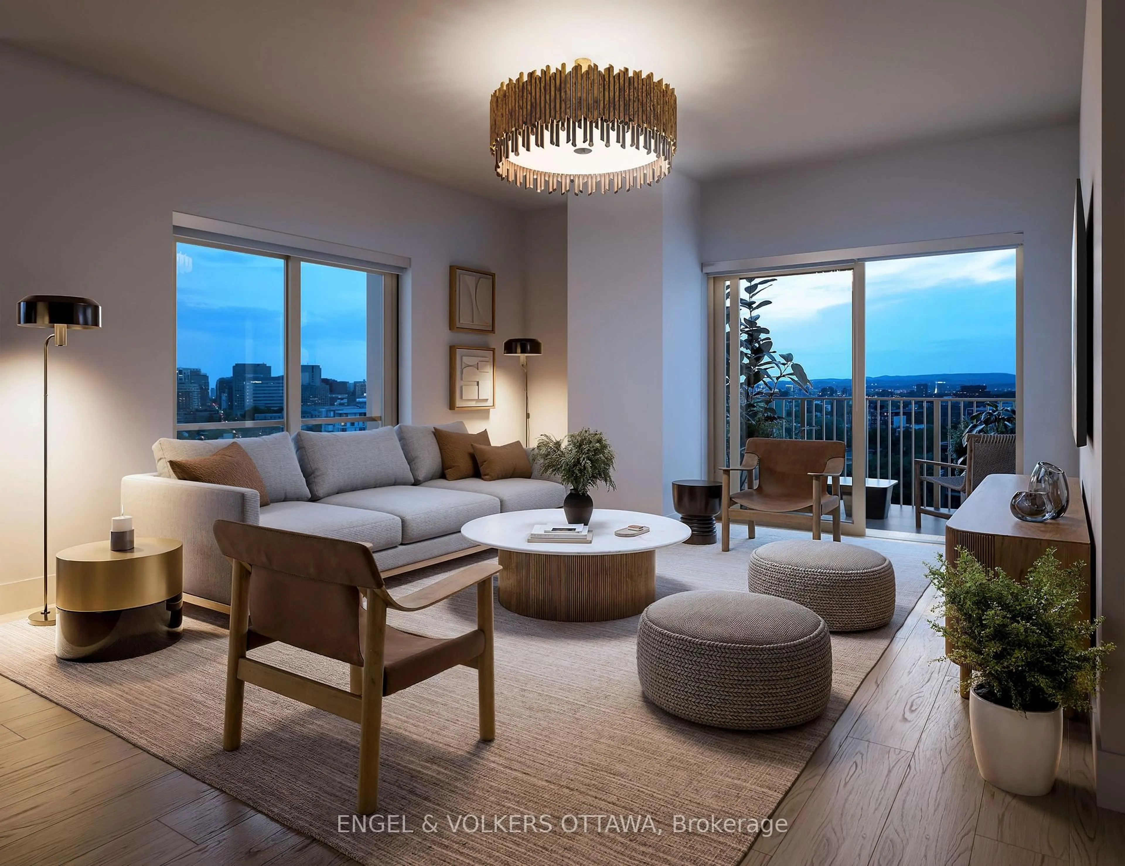 Living room with furniture, wood/laminate floor for 8 Blackburn Ave #218, Ottawa Ontario K1N 7Z2