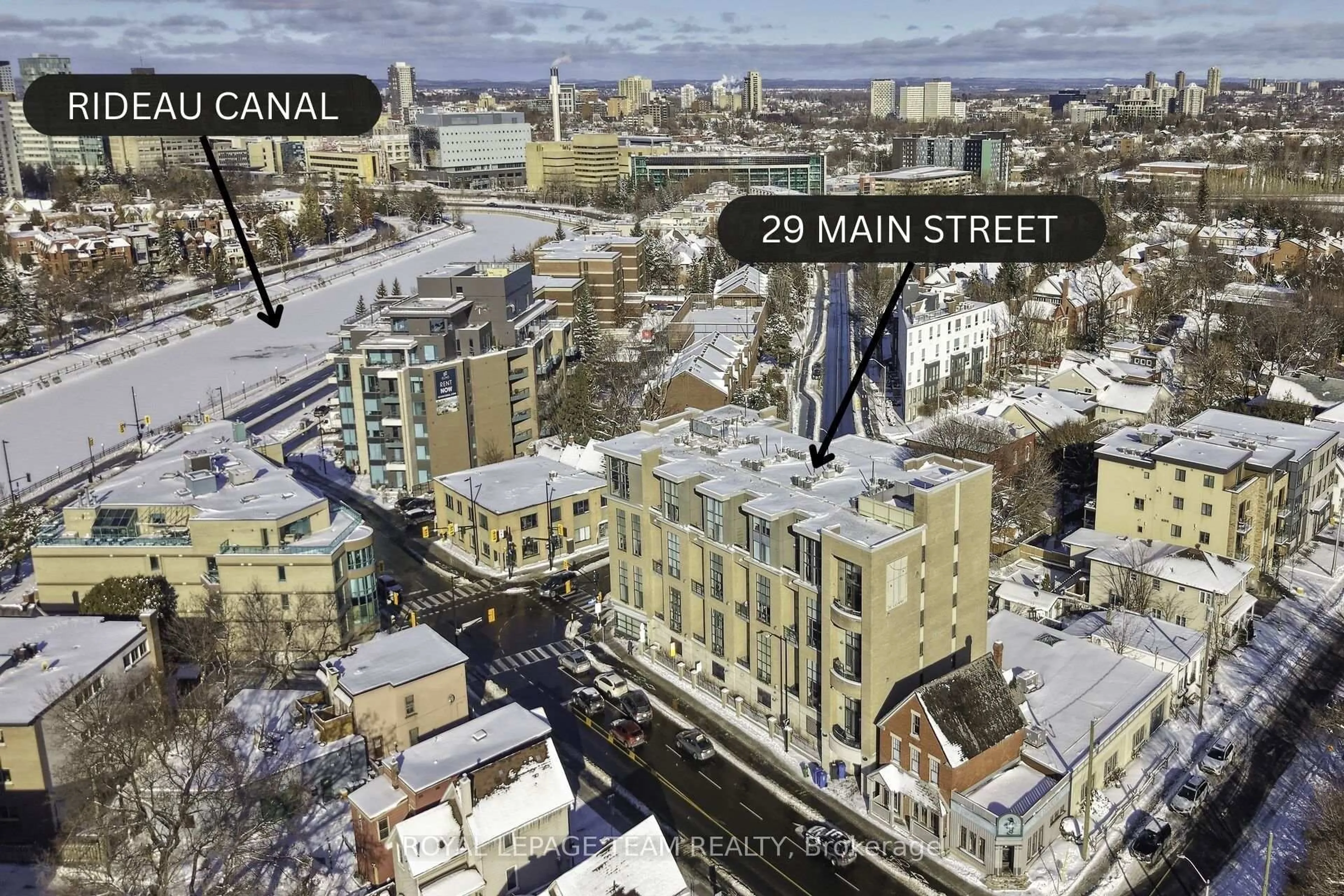 A pic from outside/outdoor area/front of a property/back of a property/a pic from drone, street for 29 Main St #306, Ottawa Ontario K1S 1B1