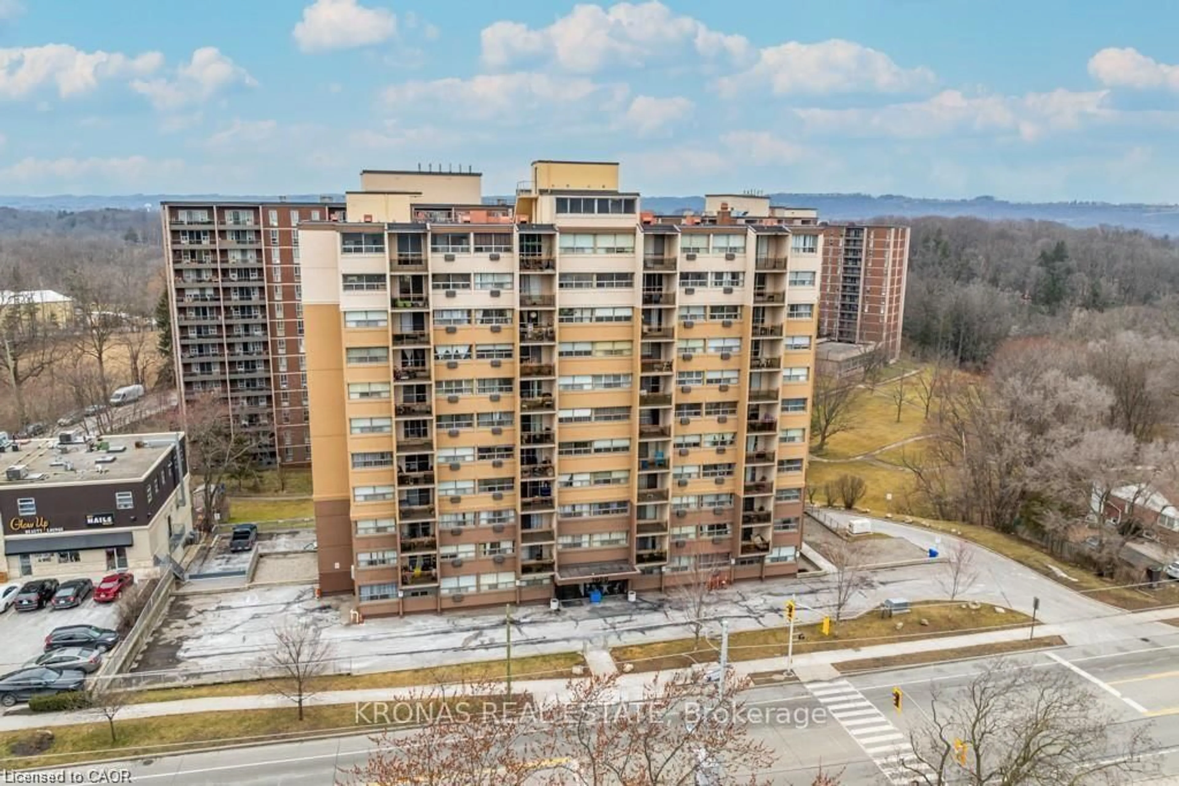 A pic from outside/outdoor area/front of a property/back of a property/a pic from drone, city buildings view from balcony for 1950 Main St #1108, Hamilton Ontario L8S 4M9