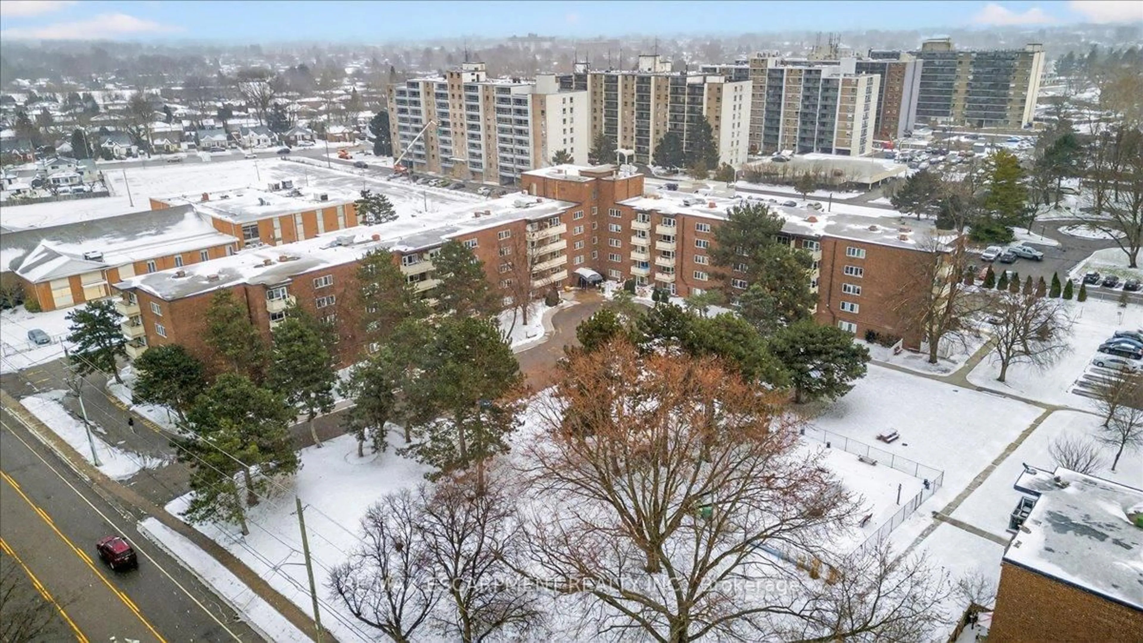 A pic from outside/outdoor area/front of a property/back of a property/a pic from drone, city buildings view from balcony for 198 Scott St #417, St. Catharines Ontario L2N 5T3