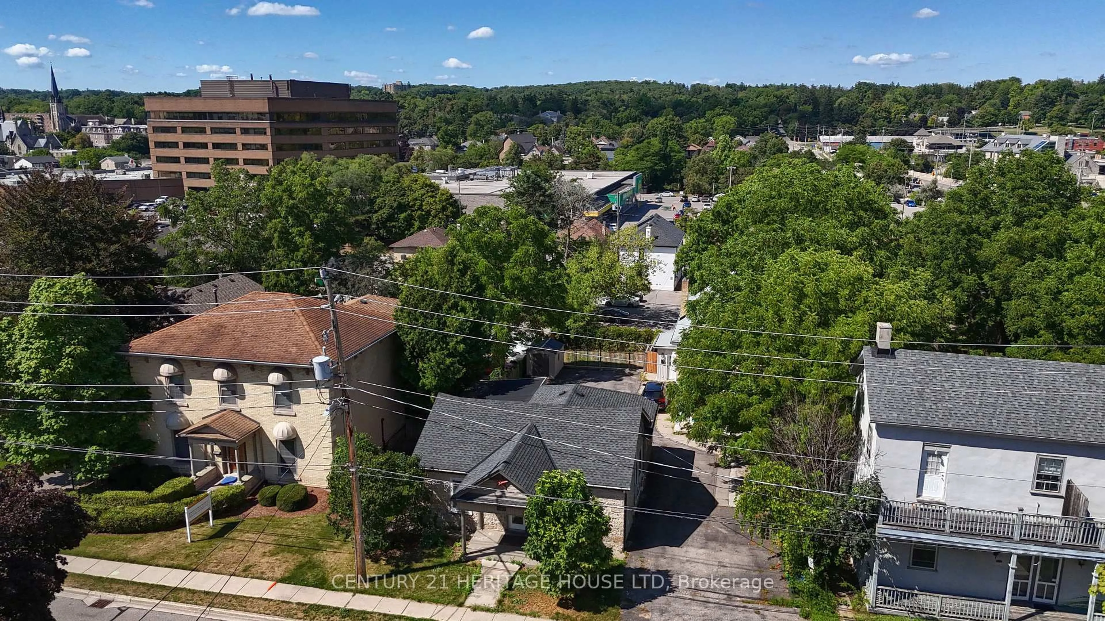 A pic from outside/outdoor area/front of a property/back of a property/a pic from drone, city buildings view from balcony for 50 Cambridge St, Cambridge Ontario N1R 3R9