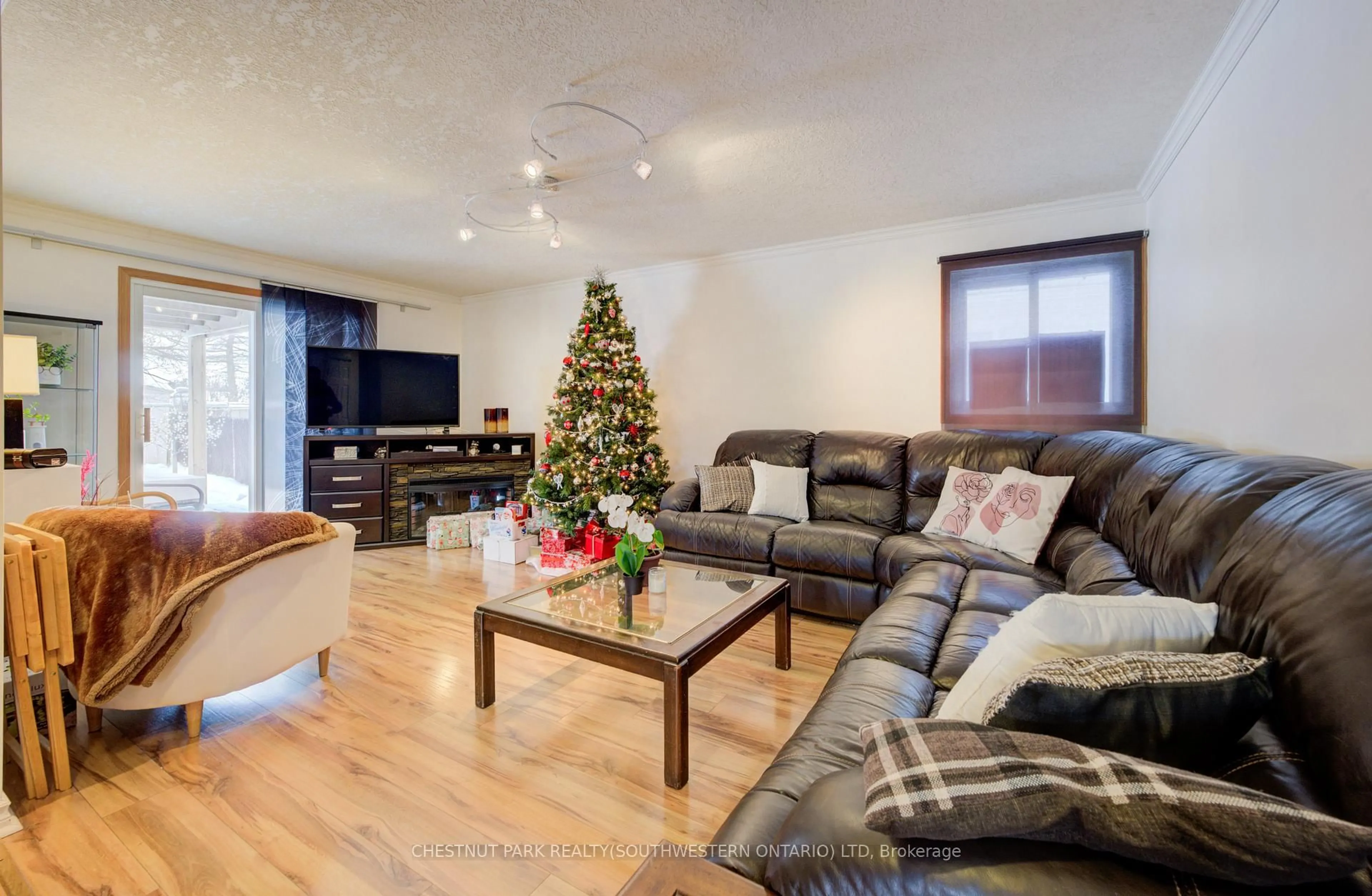 Living room with furniture, wood/laminate floor for 123 Kingswood Dr, Kitchener Ontario N2E 1B2