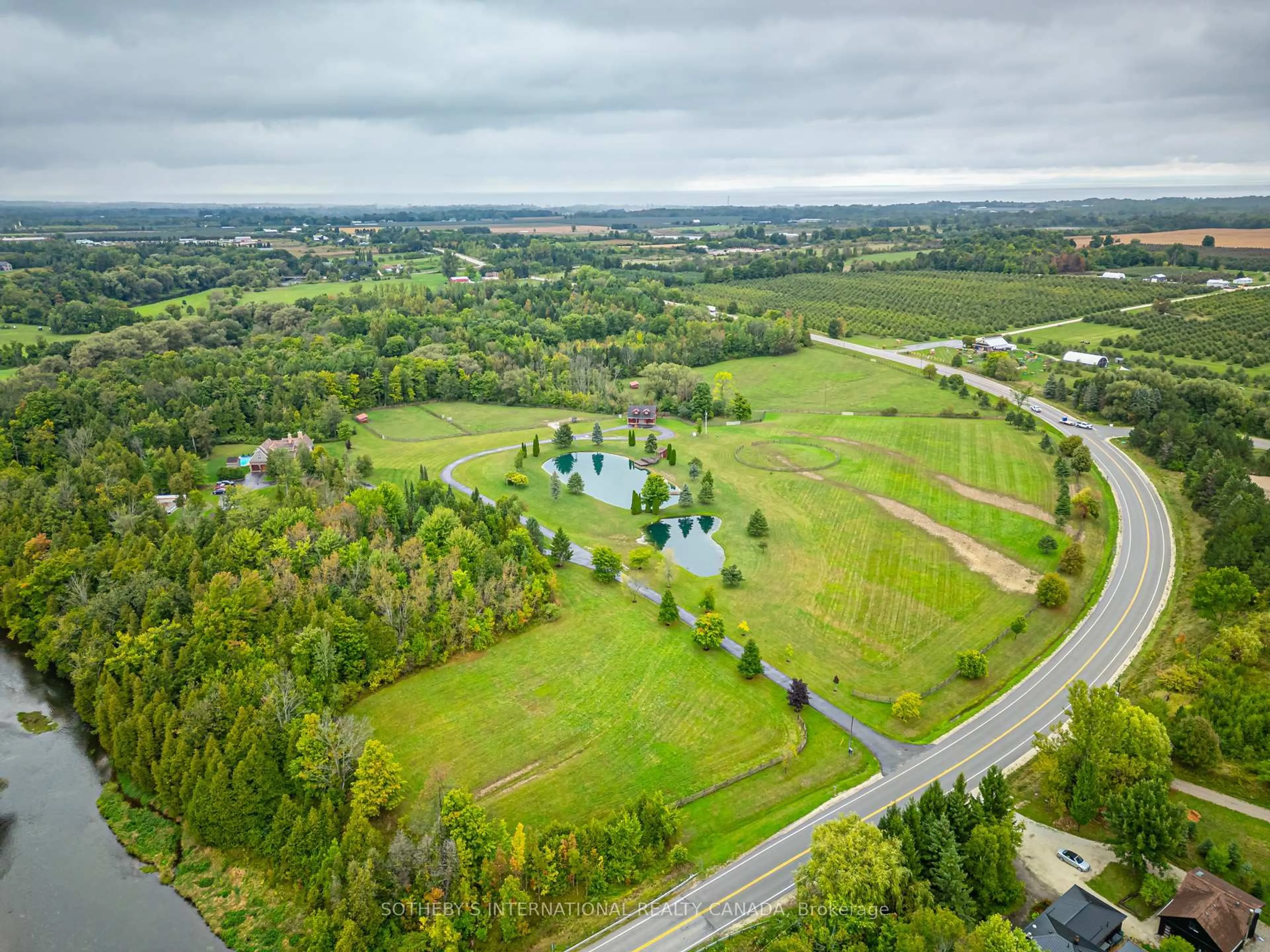A pic from outside/outdoor area/front of a property/back of a property/a pic from drone, water/lake/river/ocean view for 787517 Grey 13 Rd, Blue Mountains Ontario N0H 2P0