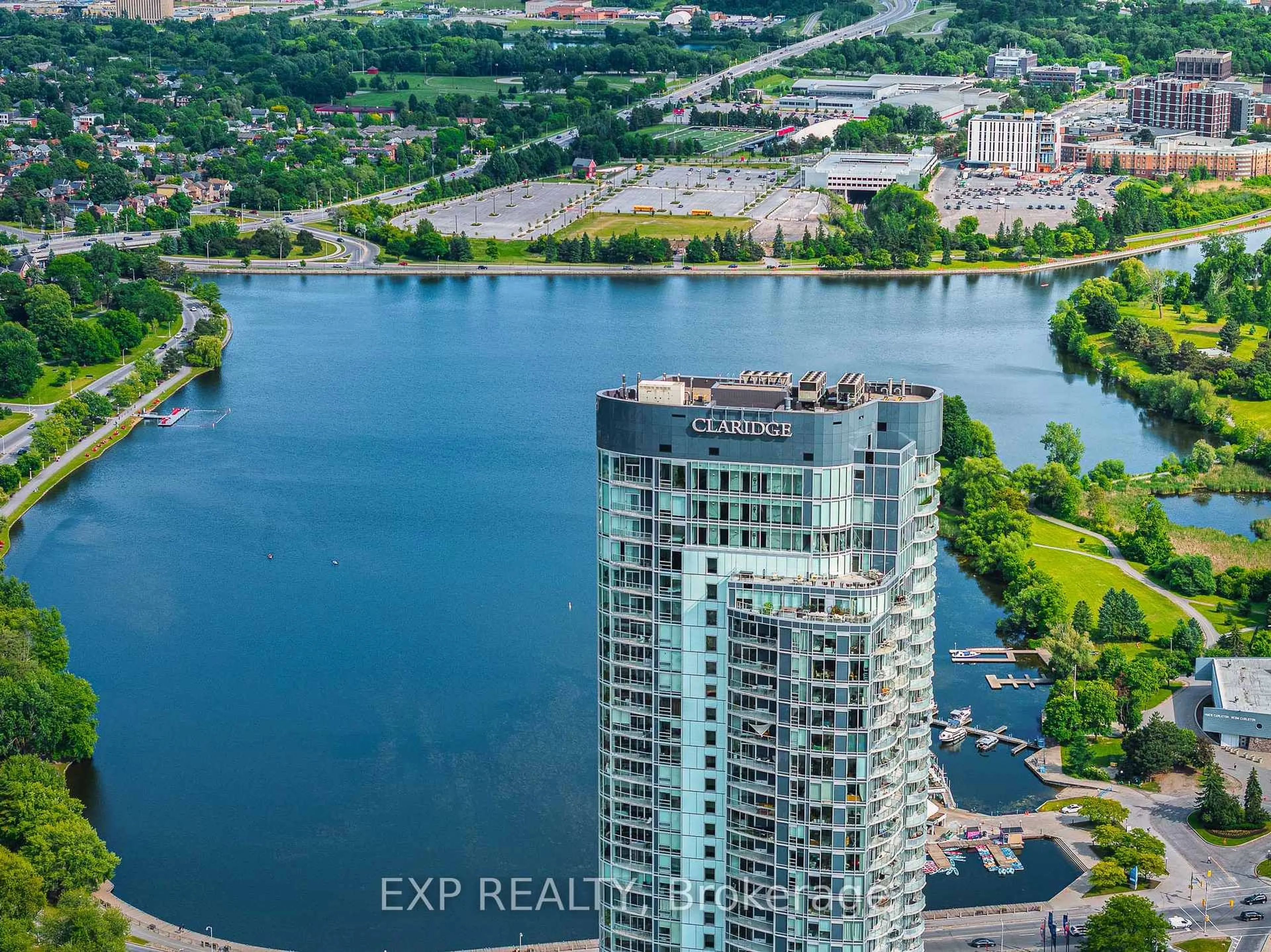 A pic from outside/outdoor area/front of a property/back of a property/a pic from drone, water/lake/river/ocean view for 805 Carling Ave #3406, Ottawa Ontario K1S 5W9