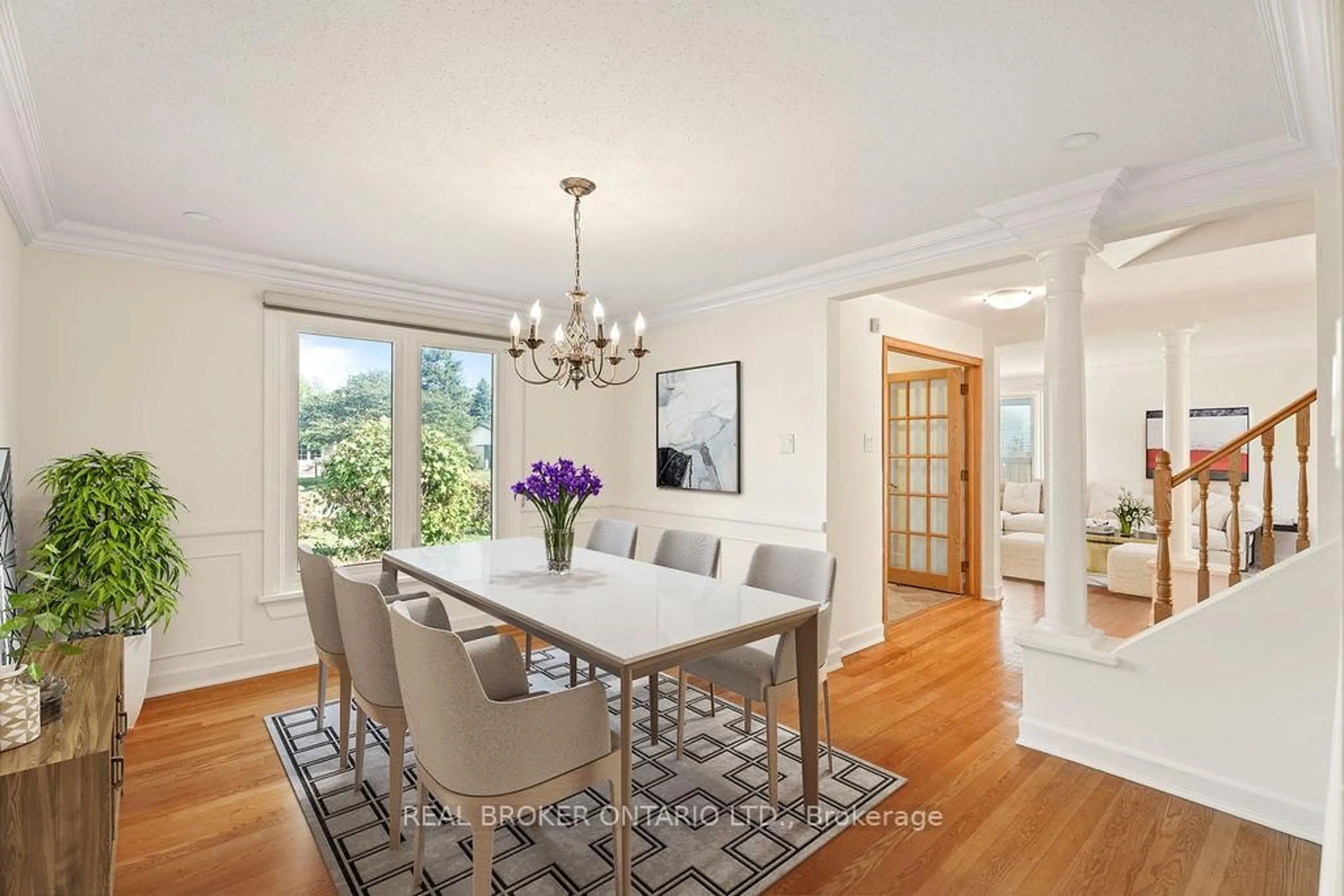 Dining room, wood/laminate floor for 99 Queensline Dr, Ottawa Ontario K2H 7J6