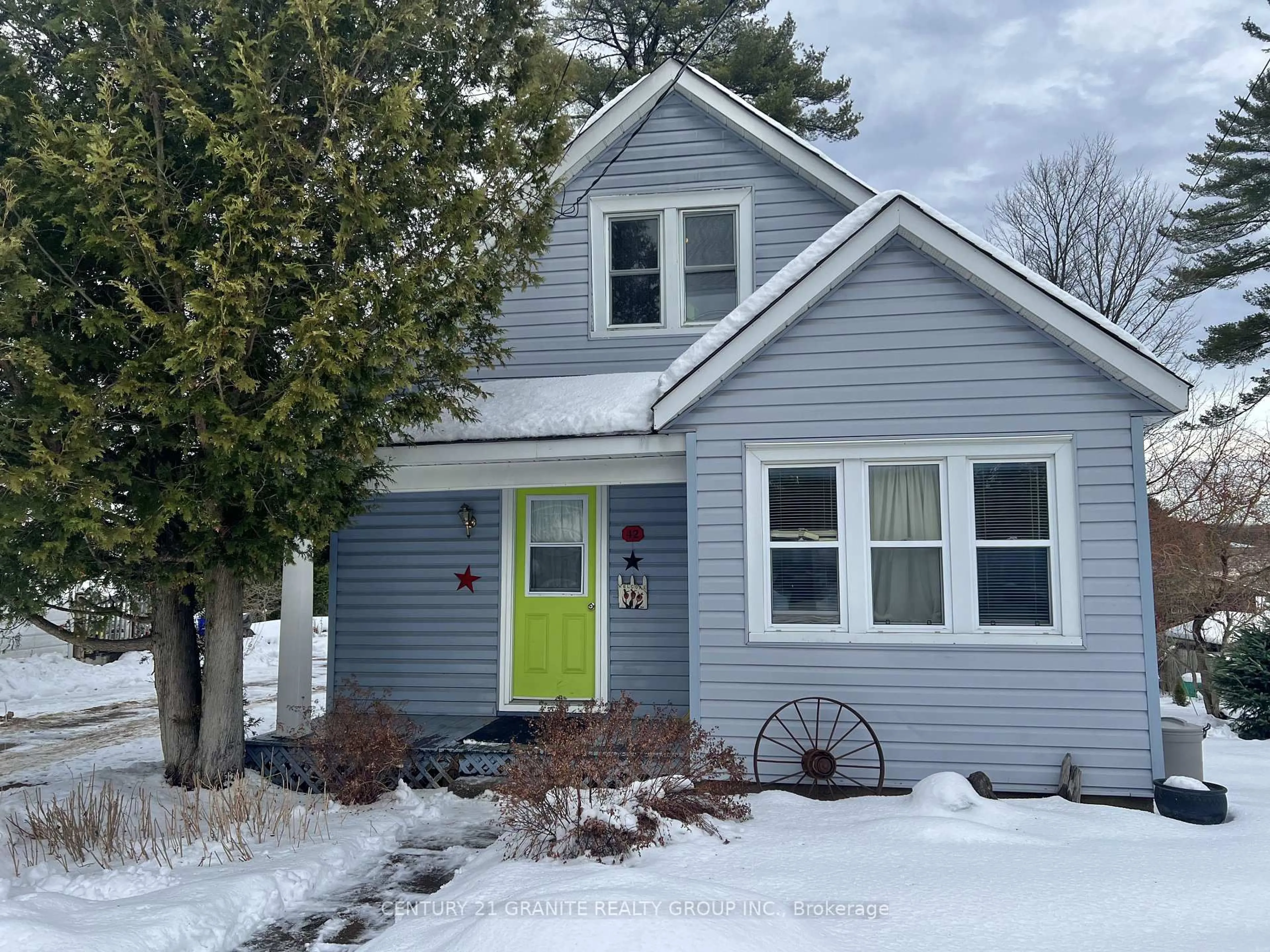 Home with vinyl exterior material, street for 42 Chemaushgon Rd, Bancroft Ontario K0L 1C0