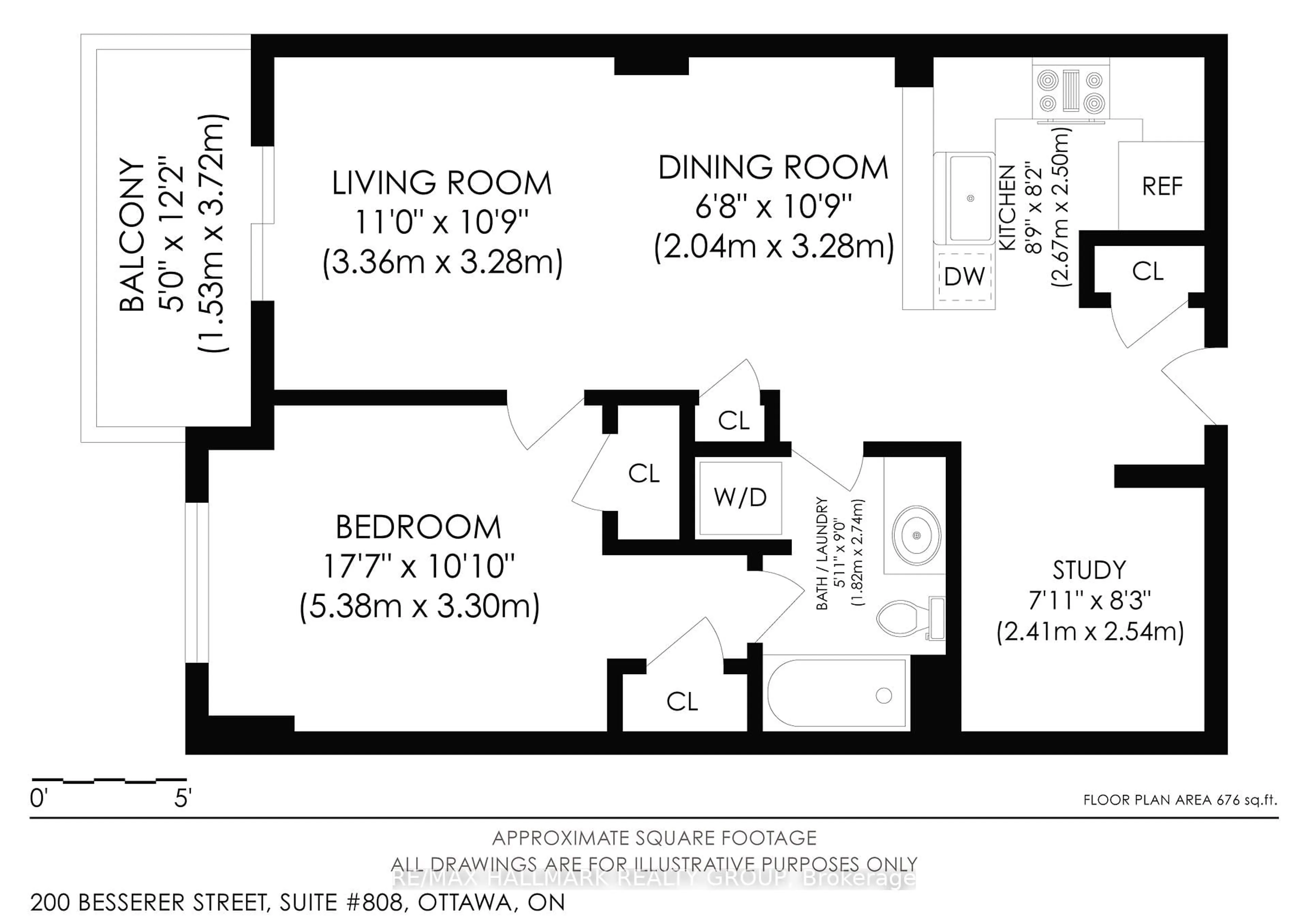 Floor plan for 200 Besserer St #808, Ottawa Ontario K1N 0A7