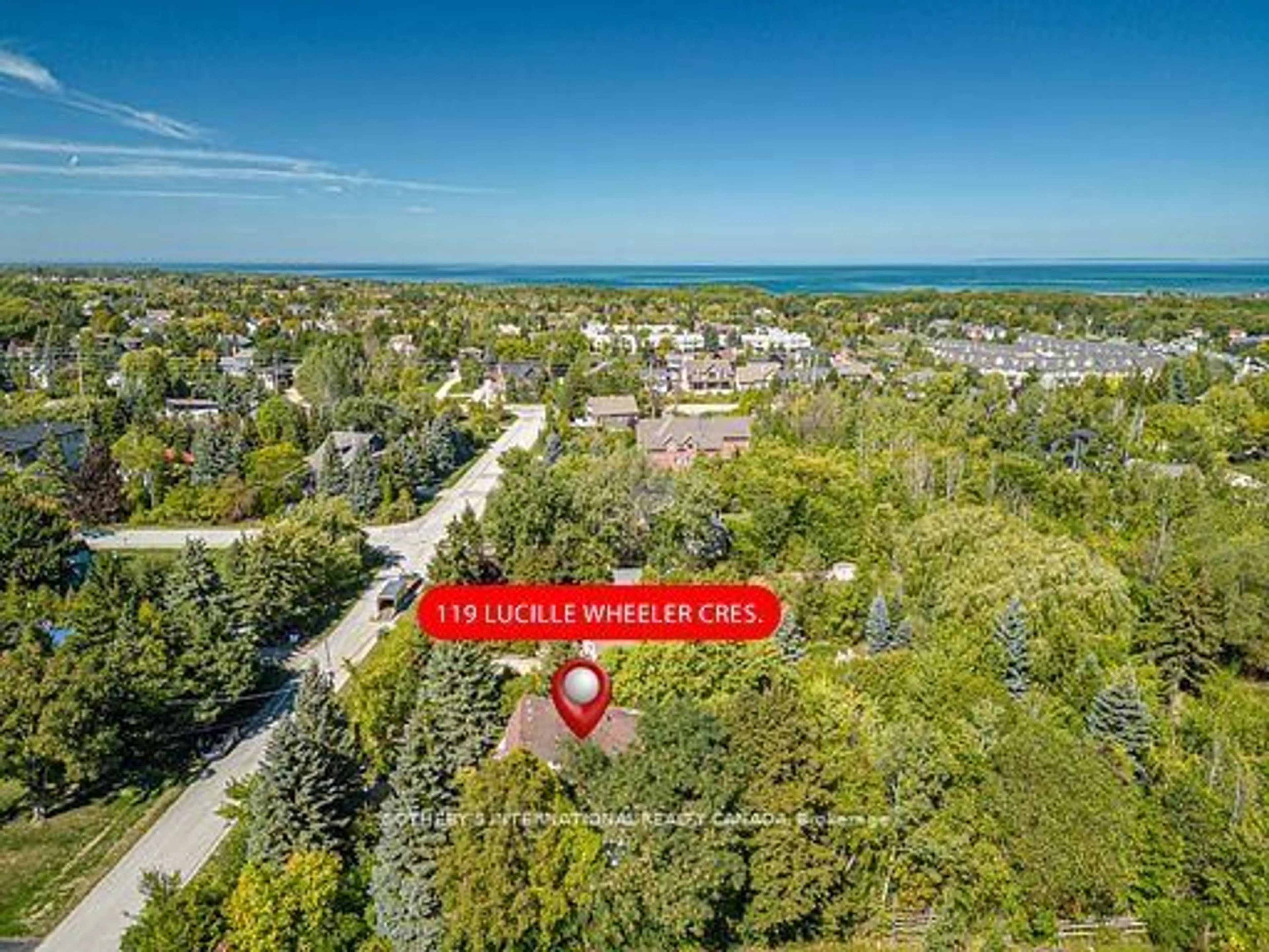 A pic from outside/outdoor area/front of a property/back of a property/a pic from drone, water/lake/river/ocean view for 119 Lucille Wheeler Cres, Blue Mountains Ontario L9Y 0P7
