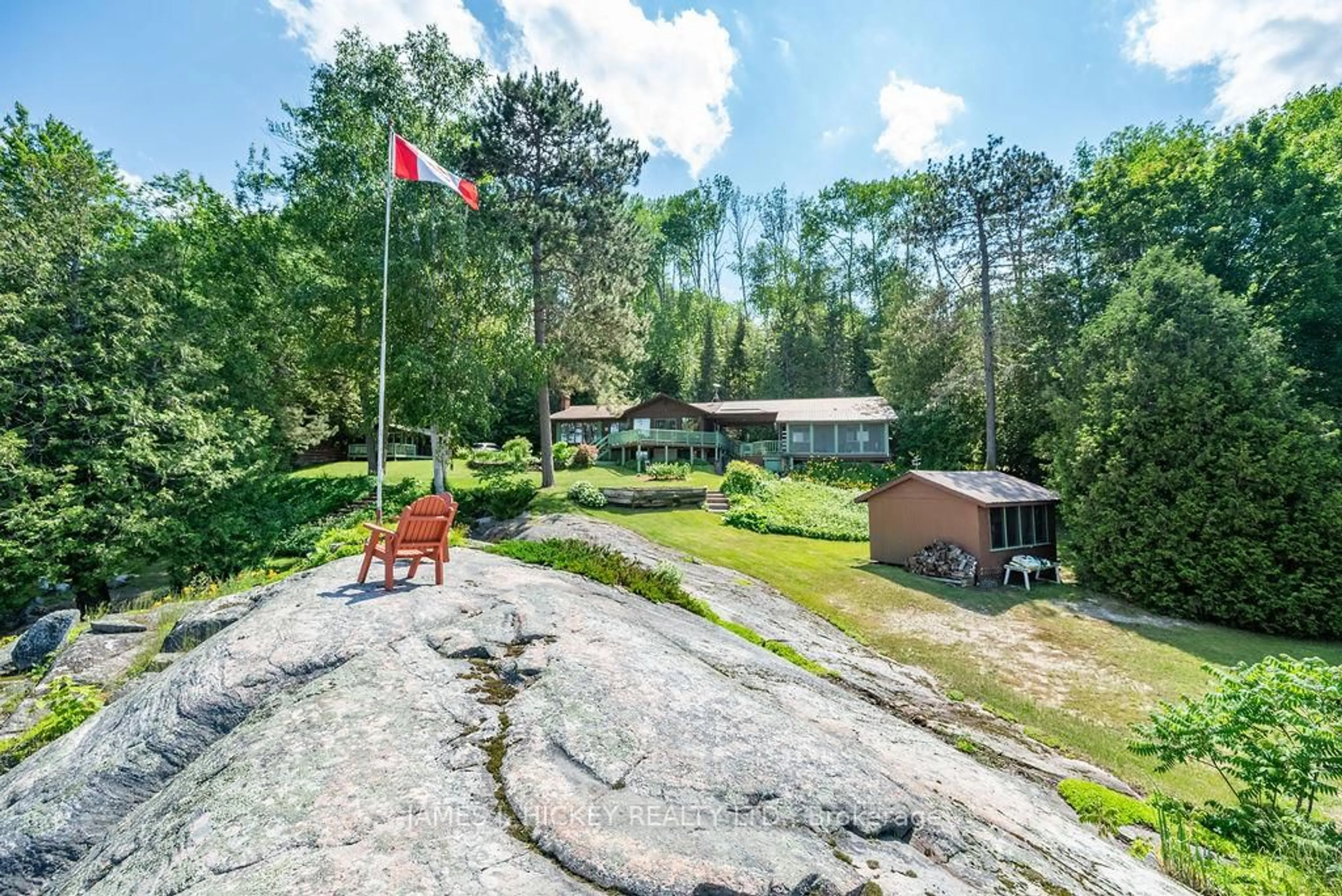 A pic from outside/outdoor area/front of a property/back of a property/a pic from drone, mountain view for 581 Rocky Point Lane, Deep River Ontario K0J 1P0