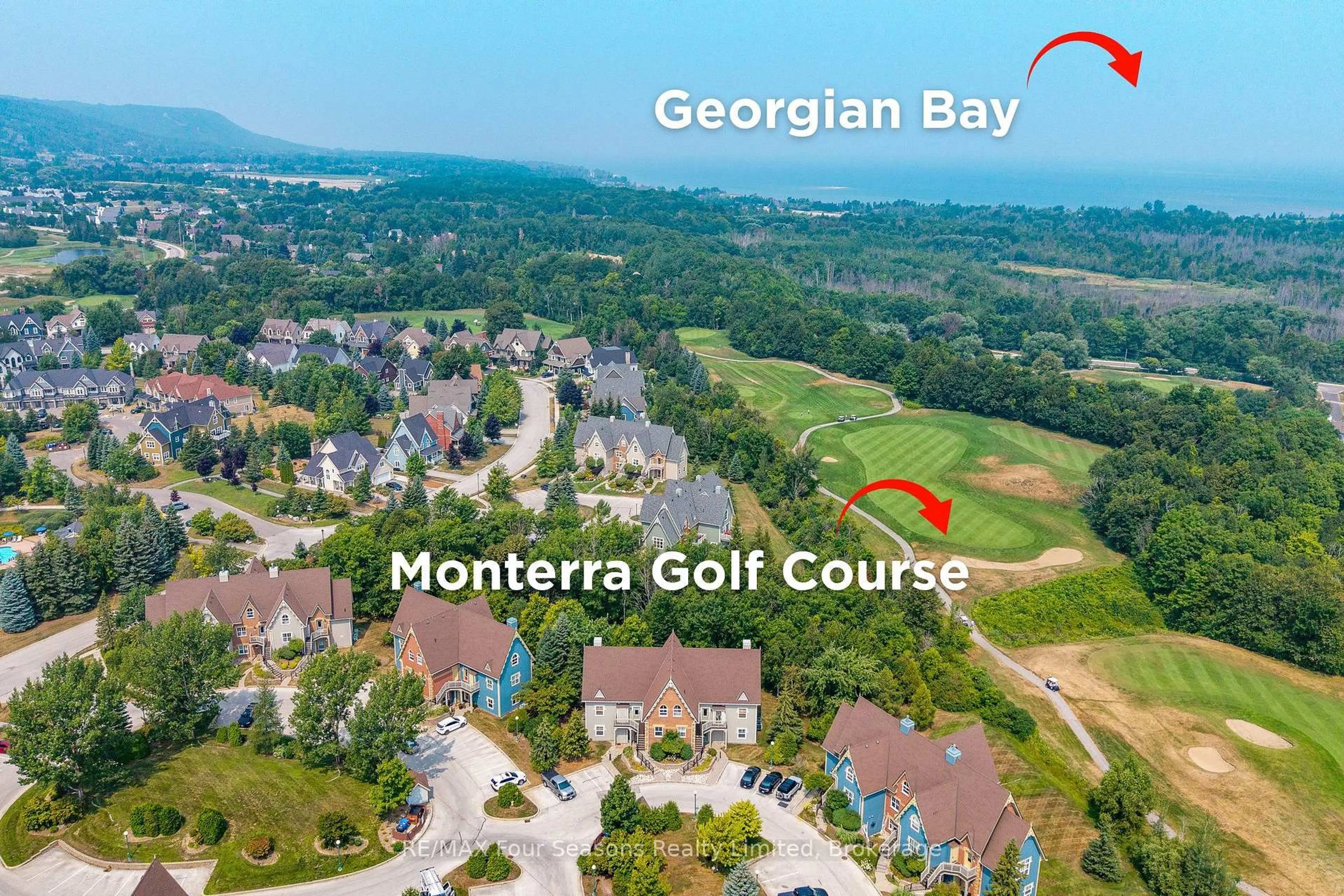 A pic from outside/outdoor area/front of a property/back of a property/a pic from drone, mountain view for 184 Snowbridge Way #114, Blue Mountains Ontario L9Y 0V1