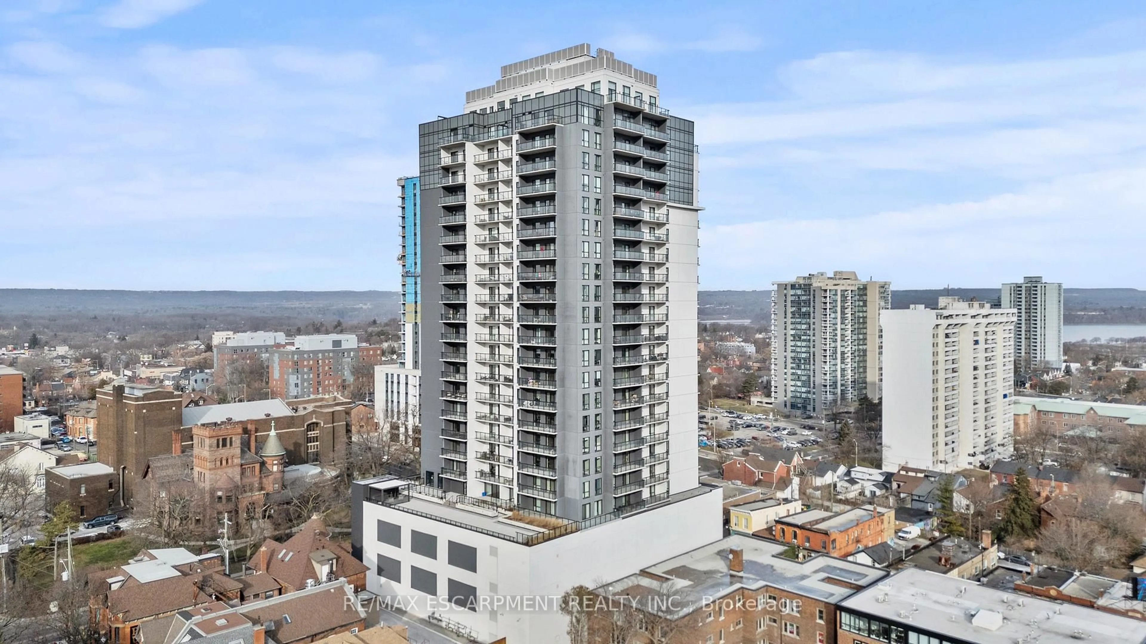 A pic from outside/outdoor area/front of a property/back of a property/a pic from drone, city buildings view from balcony for 15 queen St #1306, Hamilton Ontario L8P 3R6