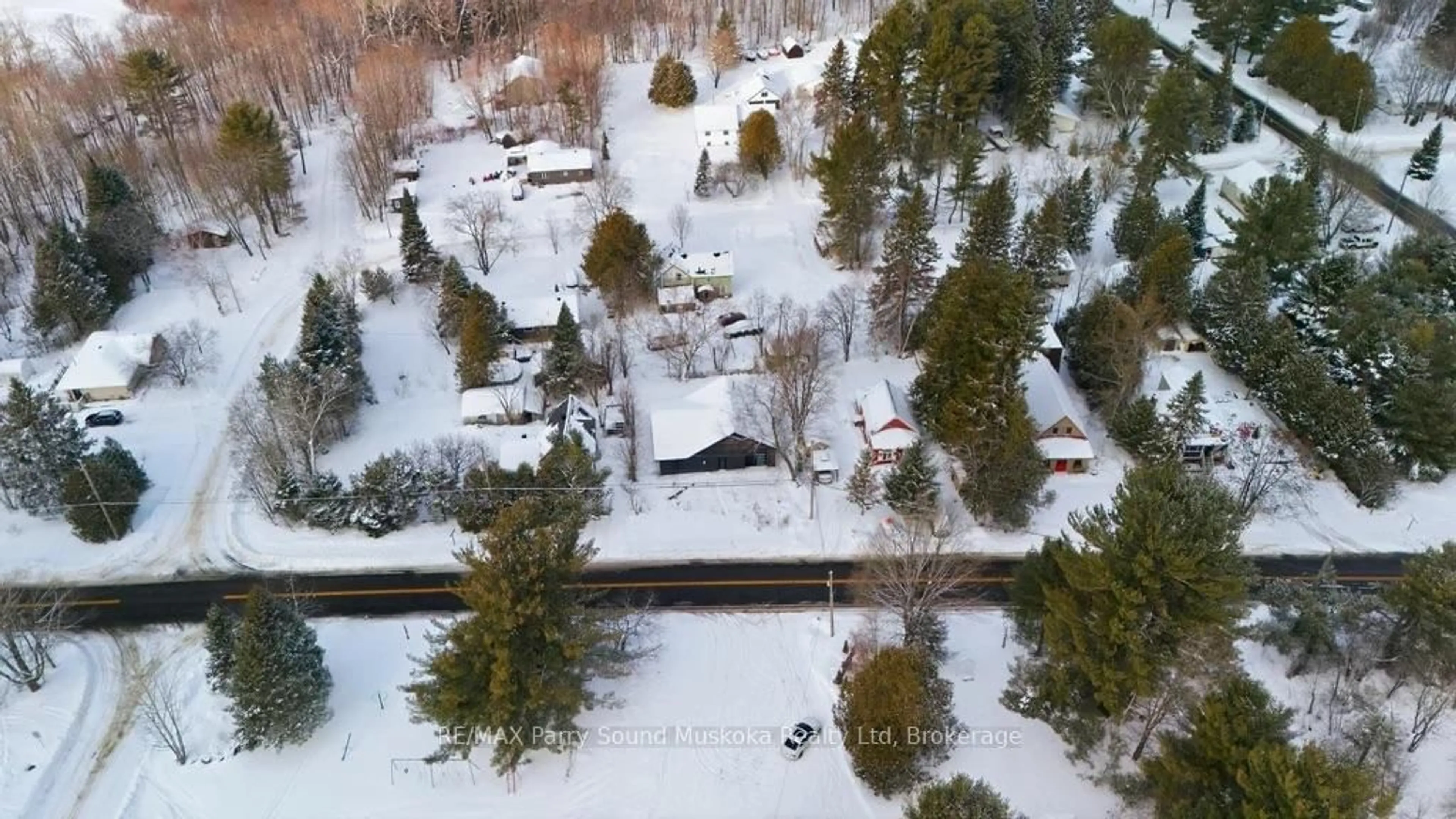 A pic from outside/outdoor area/front of a property/back of a property/a pic from drone, street for 1232 518 Highway, Seguin Ontario P2A 0B6