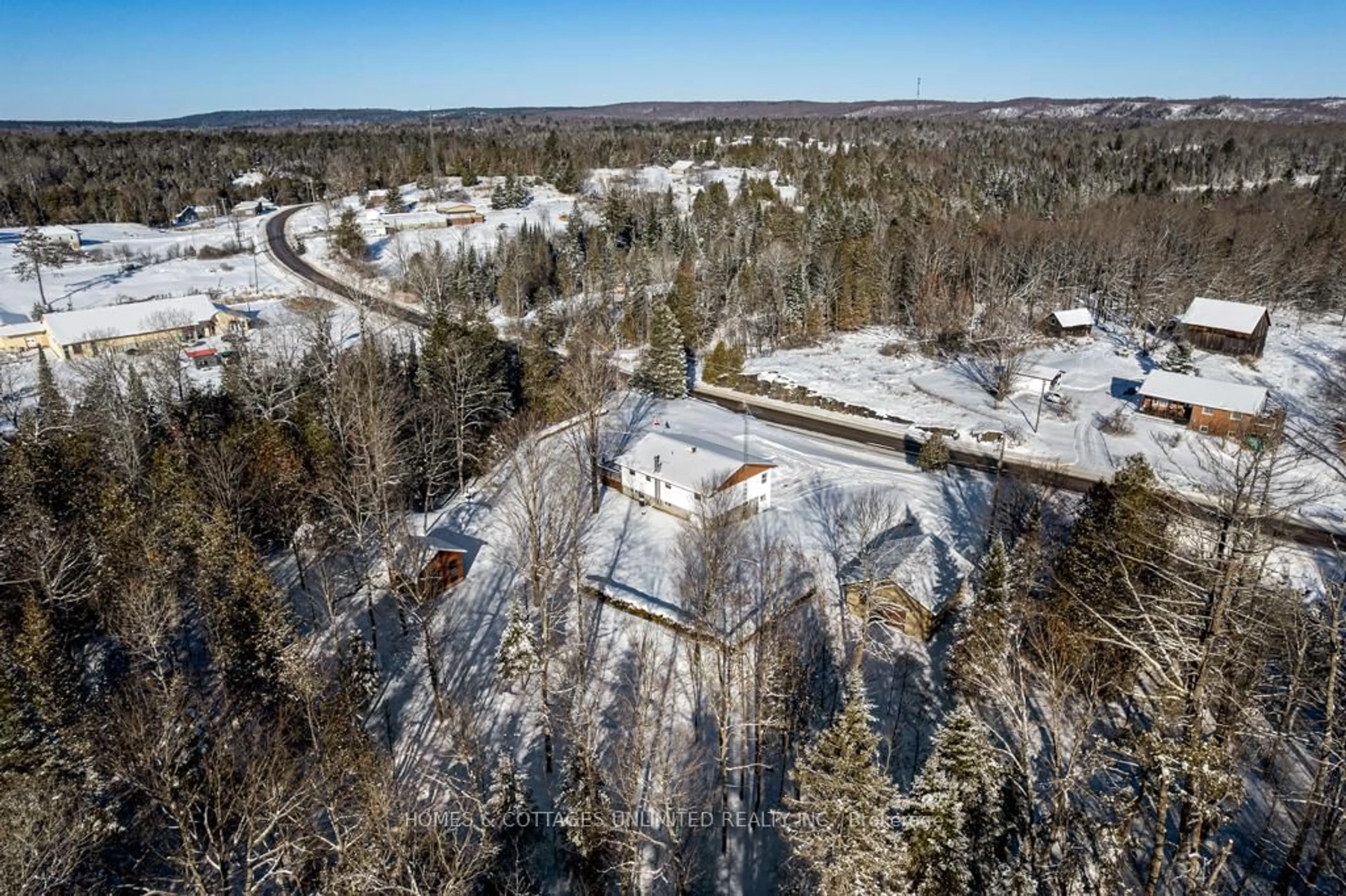 A pic from outside/outdoor area/front of a property/back of a property/a pic from drone, forest/trees view for 7295 Road 506 Rd, Plevna Ontario K0H 2M0