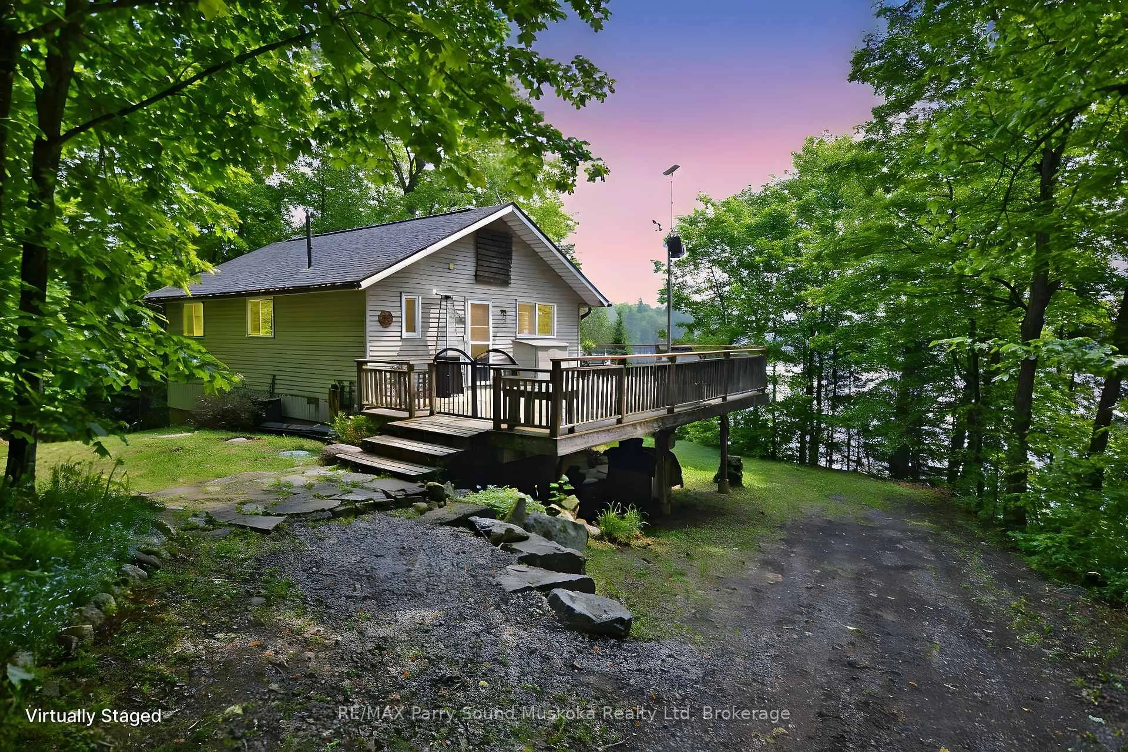 A pic from outside/outdoor area/front of a property/back of a property/a pic from drone, water/lake/river/ocean view for 84 Captain Estates Rd, Whitestone Ontario P0A 1G0