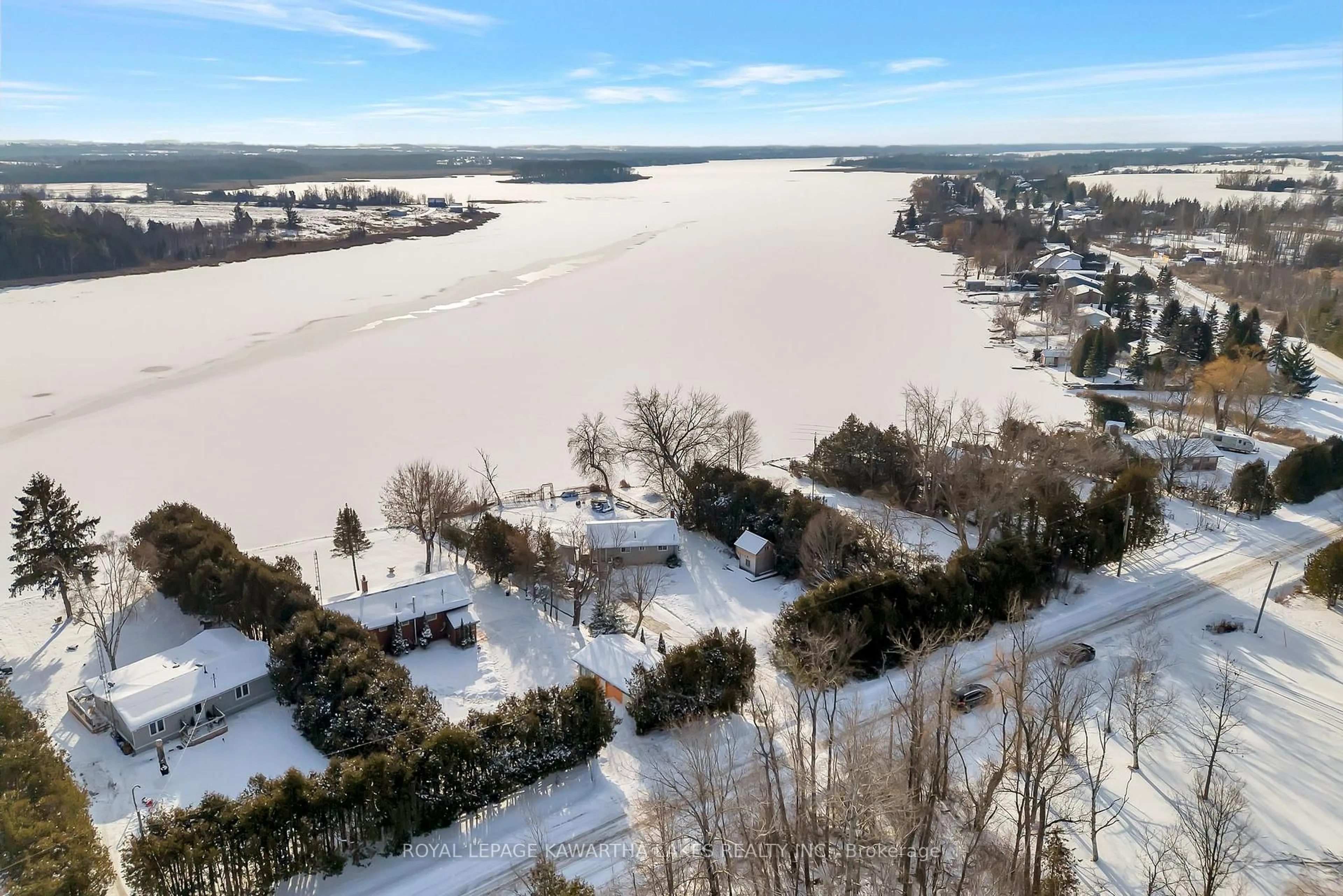 A pic from outside/outdoor area/front of a property/back of a property/a pic from drone, water/lake/river/ocean view for 222 O'Reilly Lane, Kawartha Lakes Ontario K0M 2C0