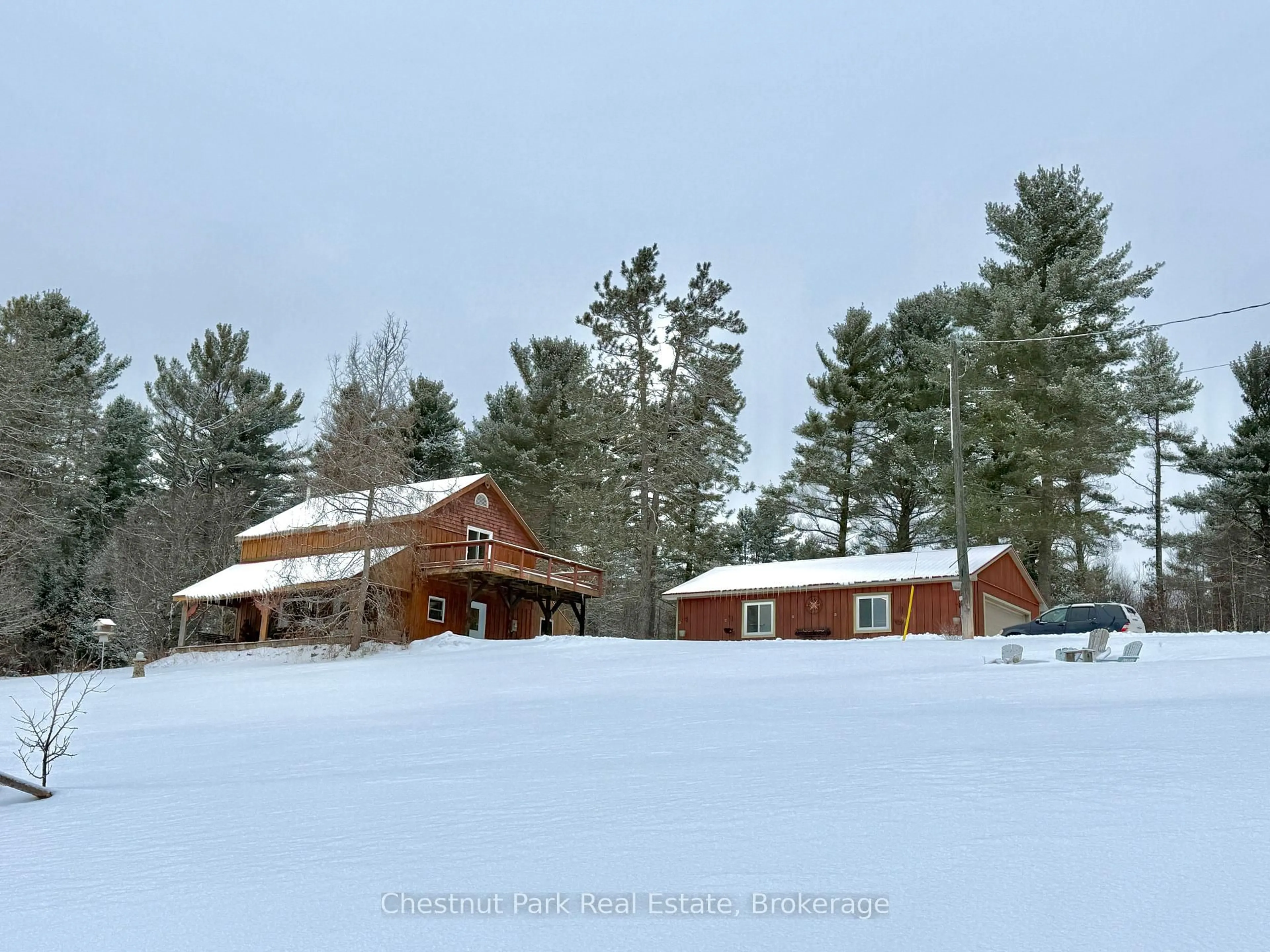 A pic from outside/outdoor area/front of a property/back of a property/a pic from drone, unknown for 4641 518 E Highway, Kearney Ontario P0A 1M0