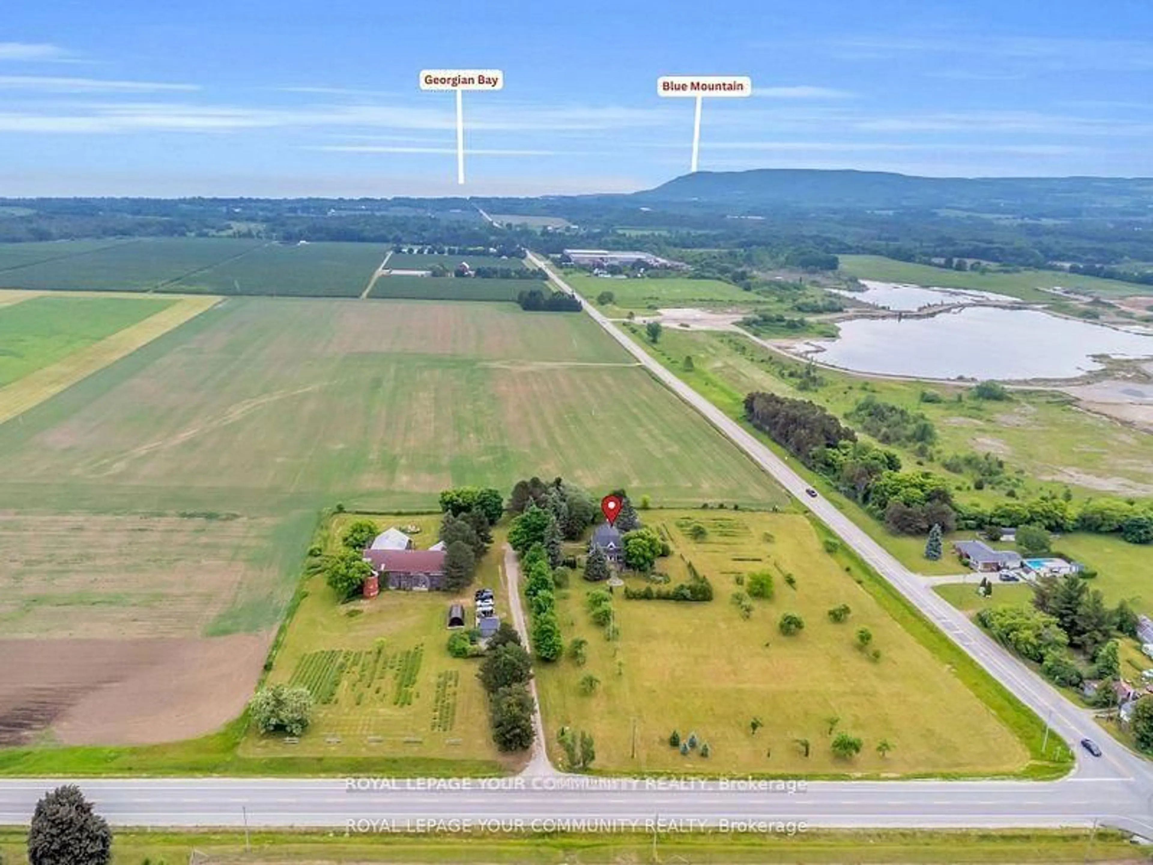 A pic from outside/outdoor area/front of a property/back of a property/a pic from drone, water/lake/river/ocean view for 788190 Grey Rd 13, Grey Highlands Ontario N0H 1J0