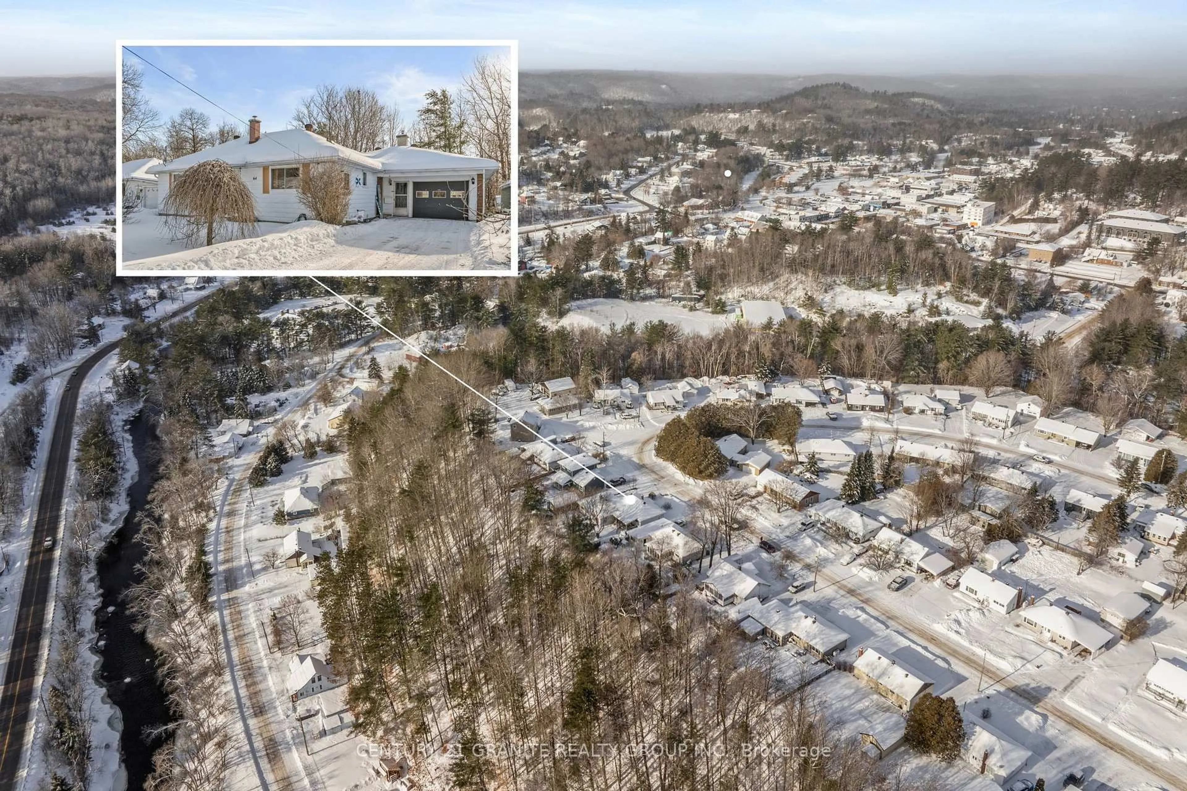 A pic from outside/outdoor area/front of a property/back of a property/a pic from drone, mountain view for 64 Johnston Cres, Bancroft Ontario K0L 1C0