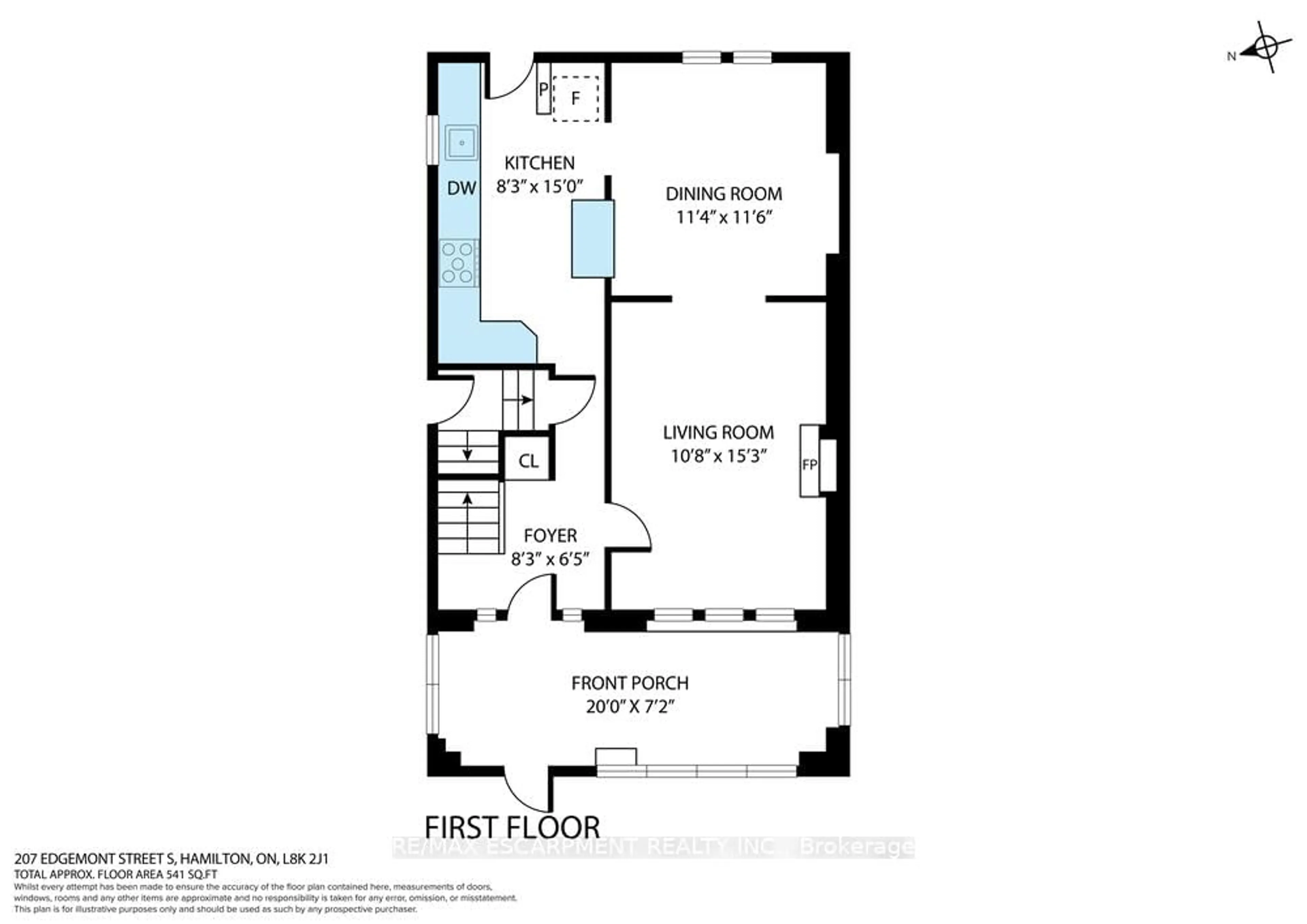 Floor plan for 207 EDGEMONT St, Hamilton Ontario L8K 2J1