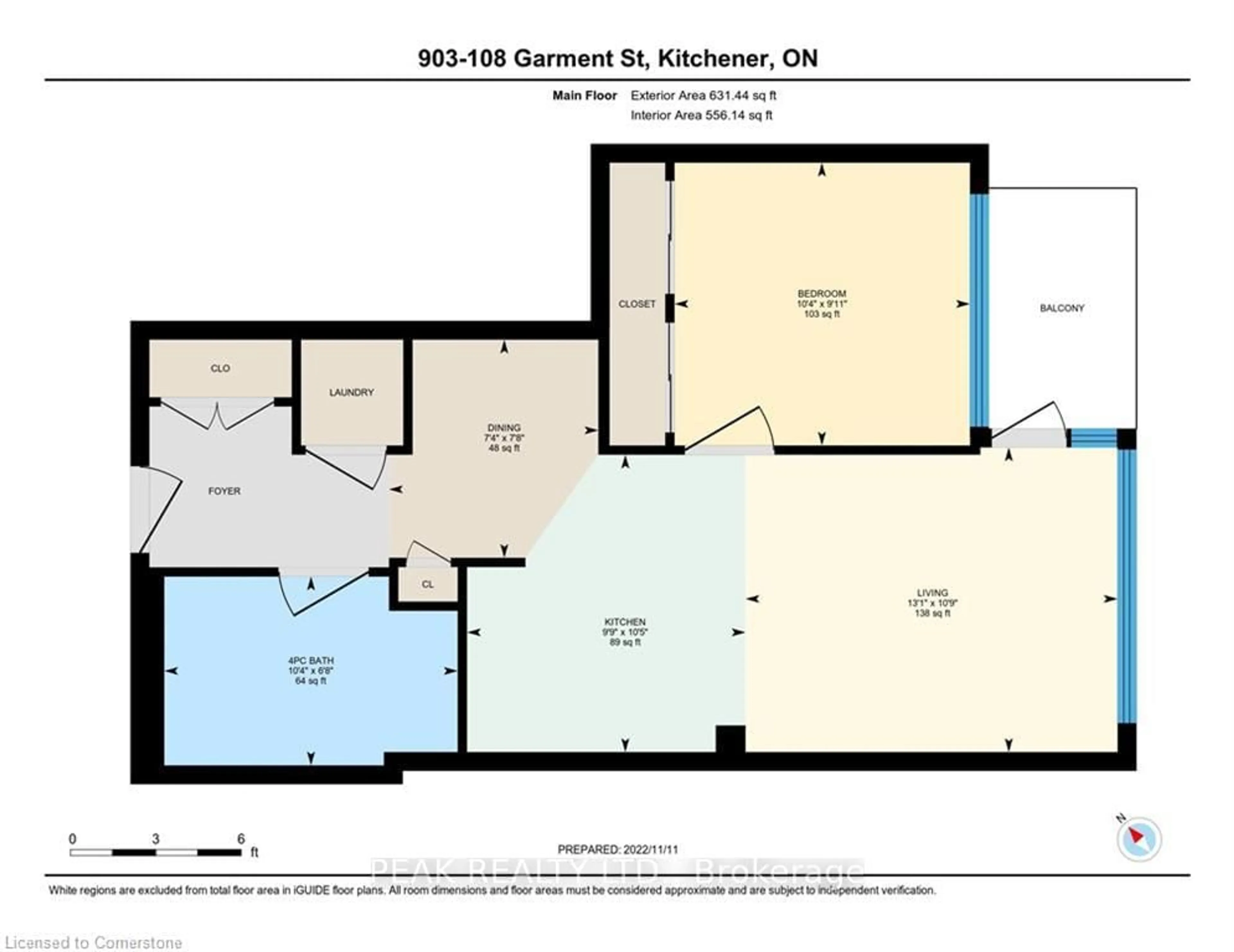 Floor plan for 108 Garment St #903, Kitchener Ontario N2G 0E2