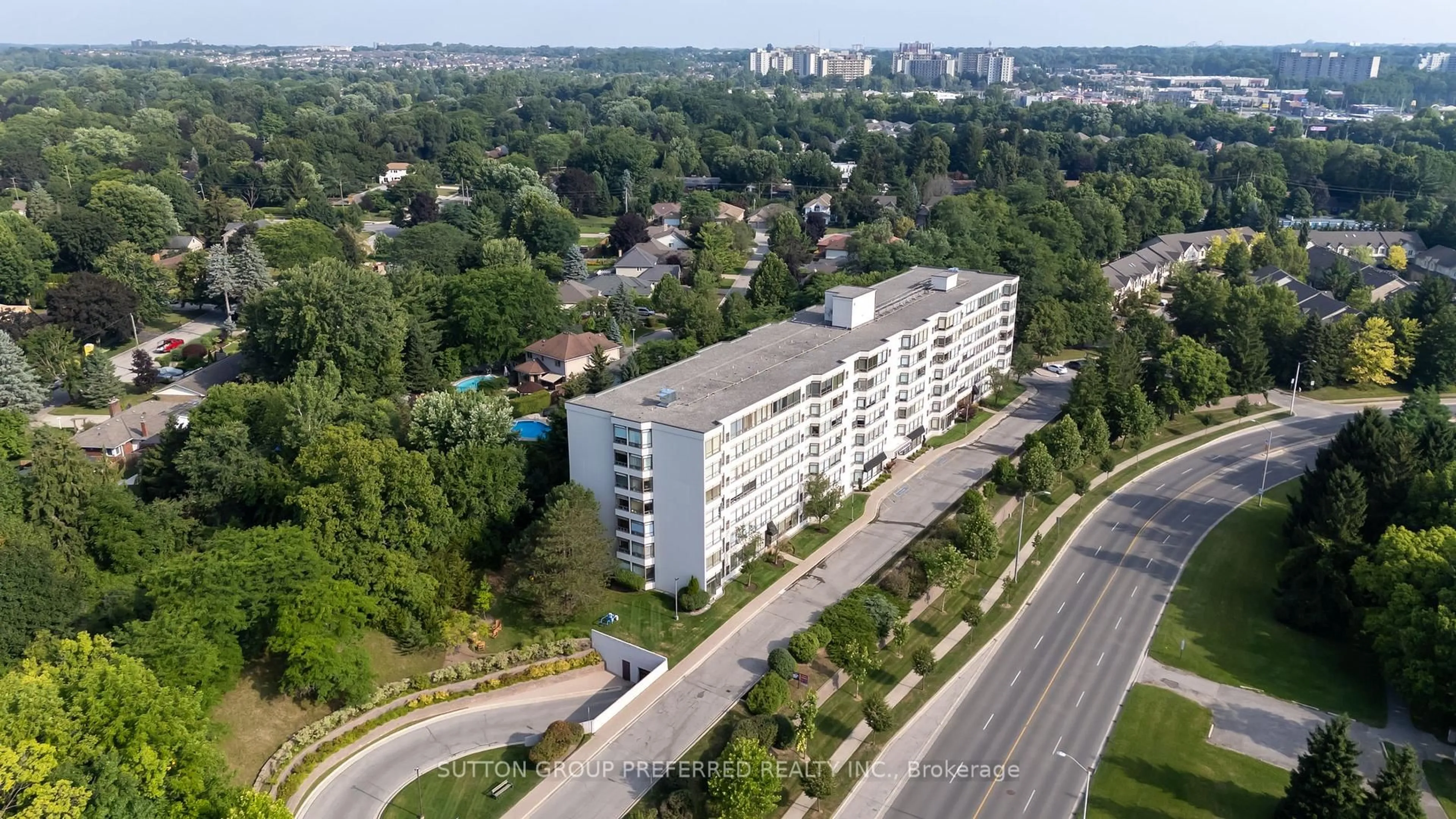 A pic from outside/outdoor area/front of a property/back of a property/a pic from drone, city buildings view from balcony for 521 Riverside Dr #609, London North Ontario N6H 5E2