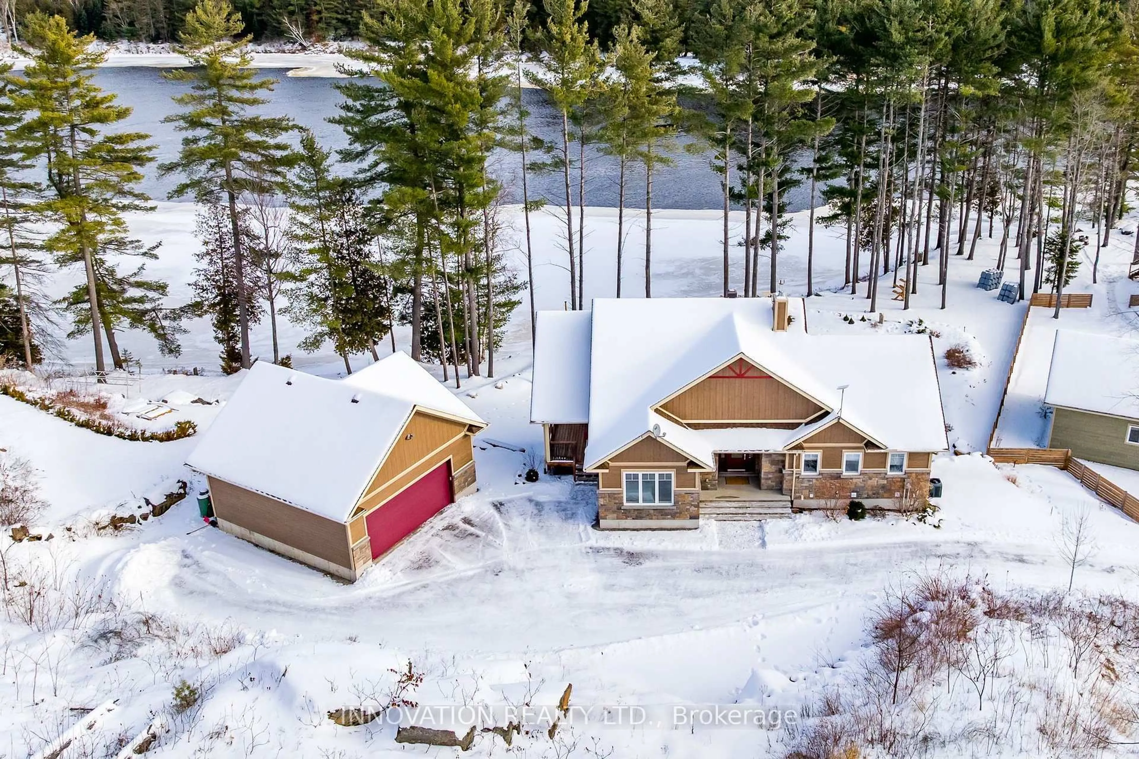 A pic from outside/outdoor area/front of a property/back of a property/a pic from drone, water/lake/river/ocean view for 103 A Carriage Landing Dr, Haley Station Ontario K0J 1Y0