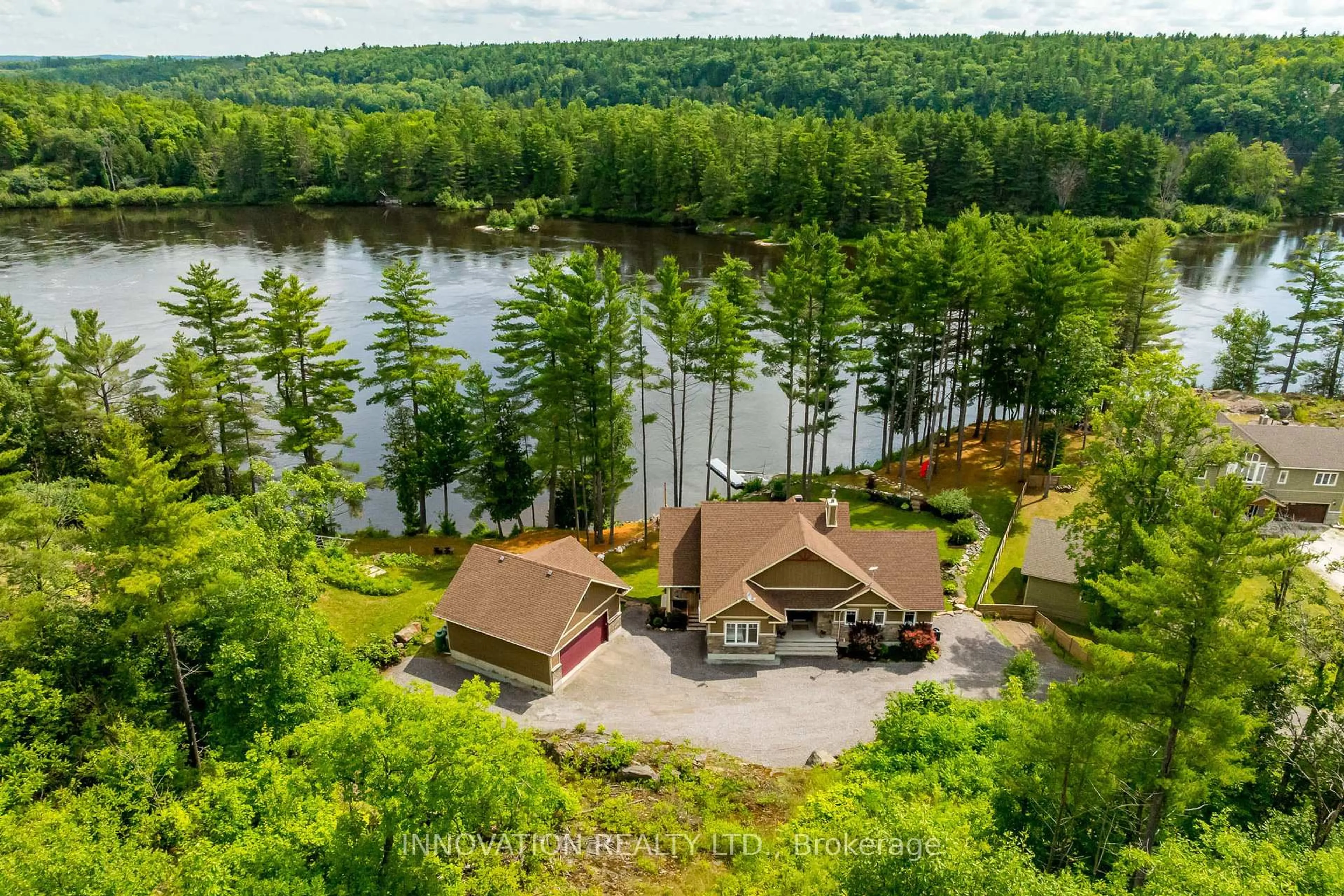 A pic from outside/outdoor area/front of a property/back of a property/a pic from drone, water/lake/river/ocean view for 103 A Carriage Landing Dr, Haley Station Ontario K0J 1Y0
