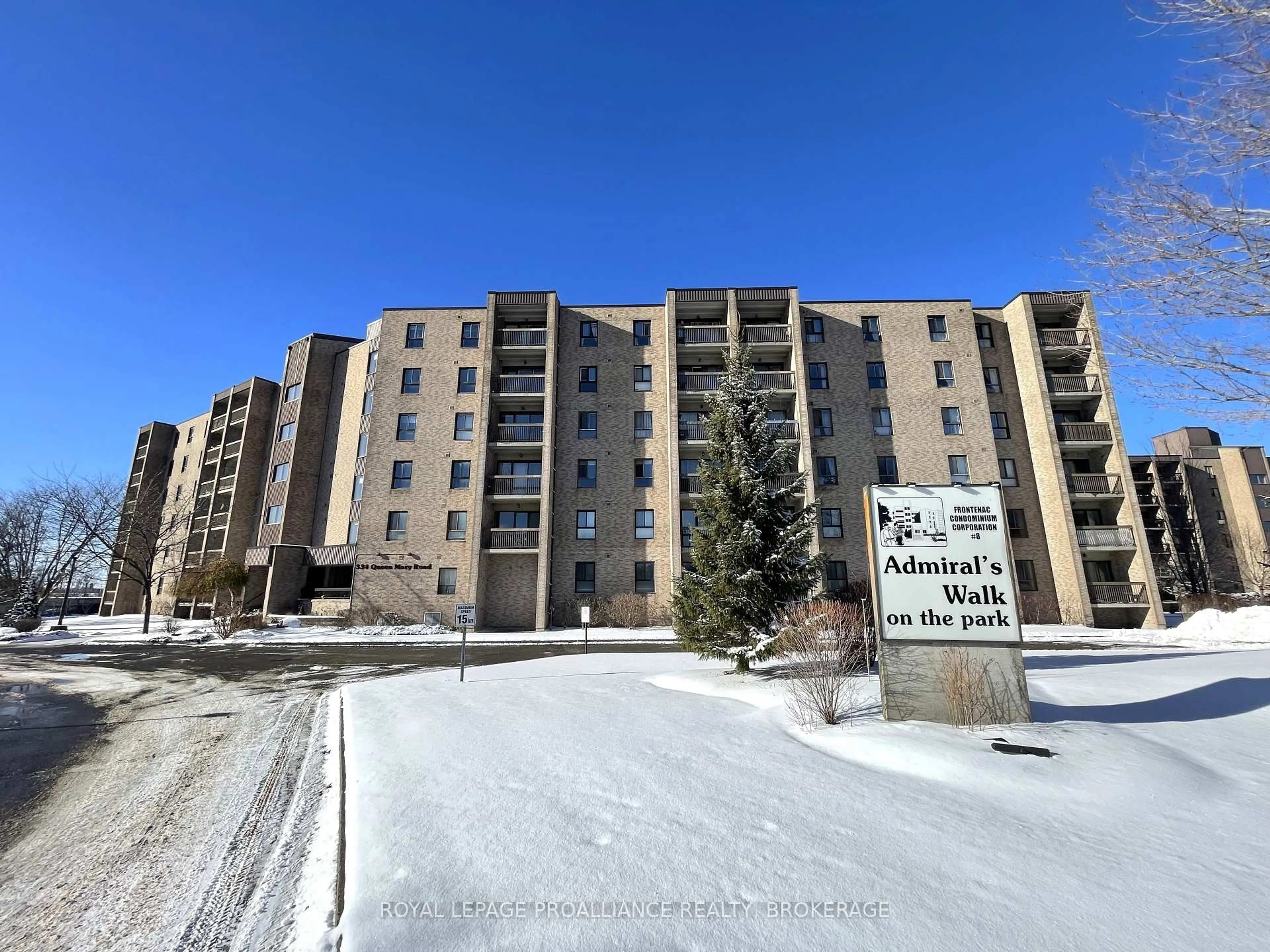 A pic from outside/outdoor area/front of a property/back of a property/a pic from drone, unknown for 334 Queen Mary Rd #507, Kingston Ontario K7M 7E7