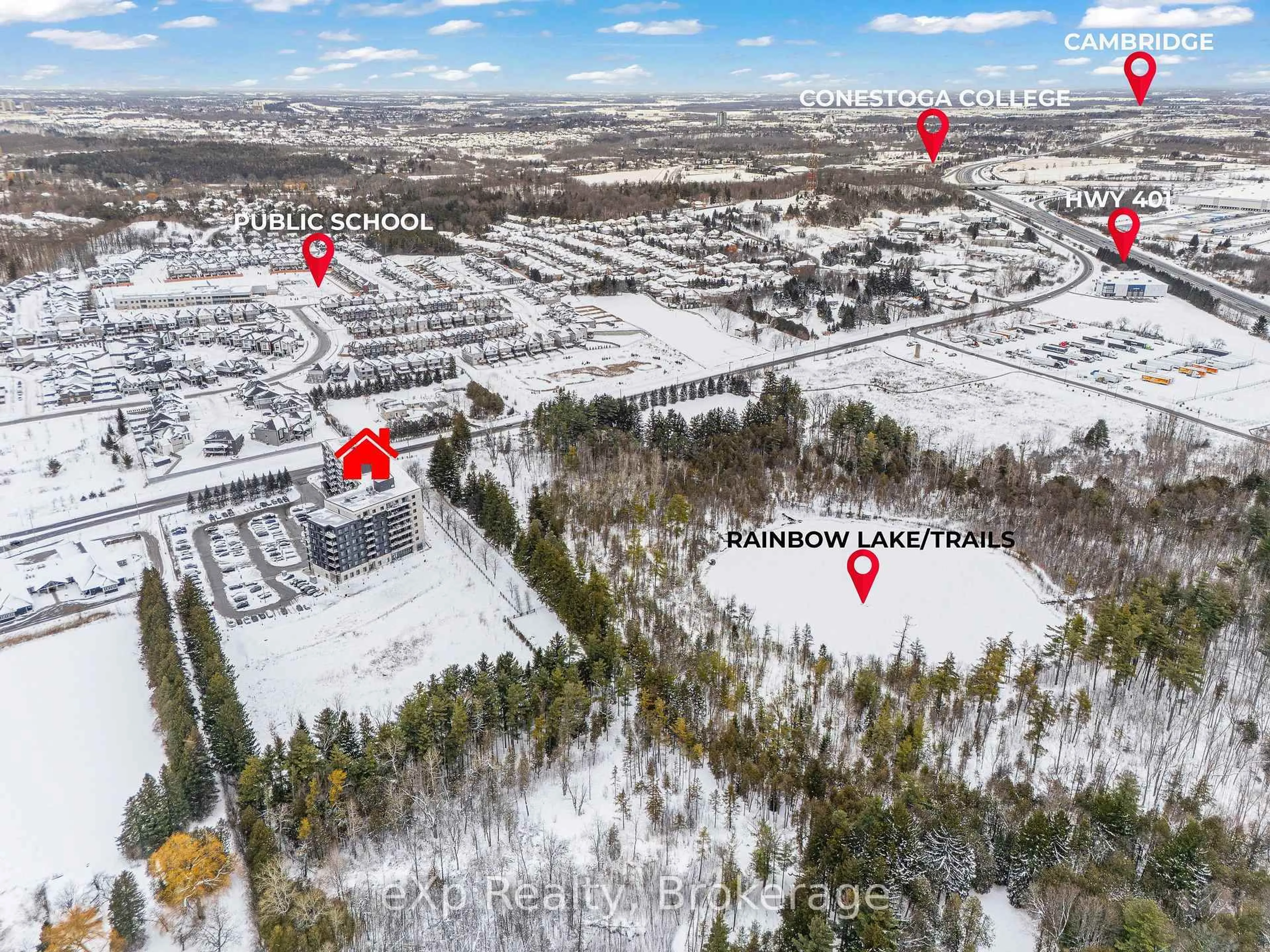 A pic from outside/outdoor area/front of a property/back of a property/a pic from drone, unknown for 525 New Dundee Rd #305, Kitchener Ontario N2P 0K8
