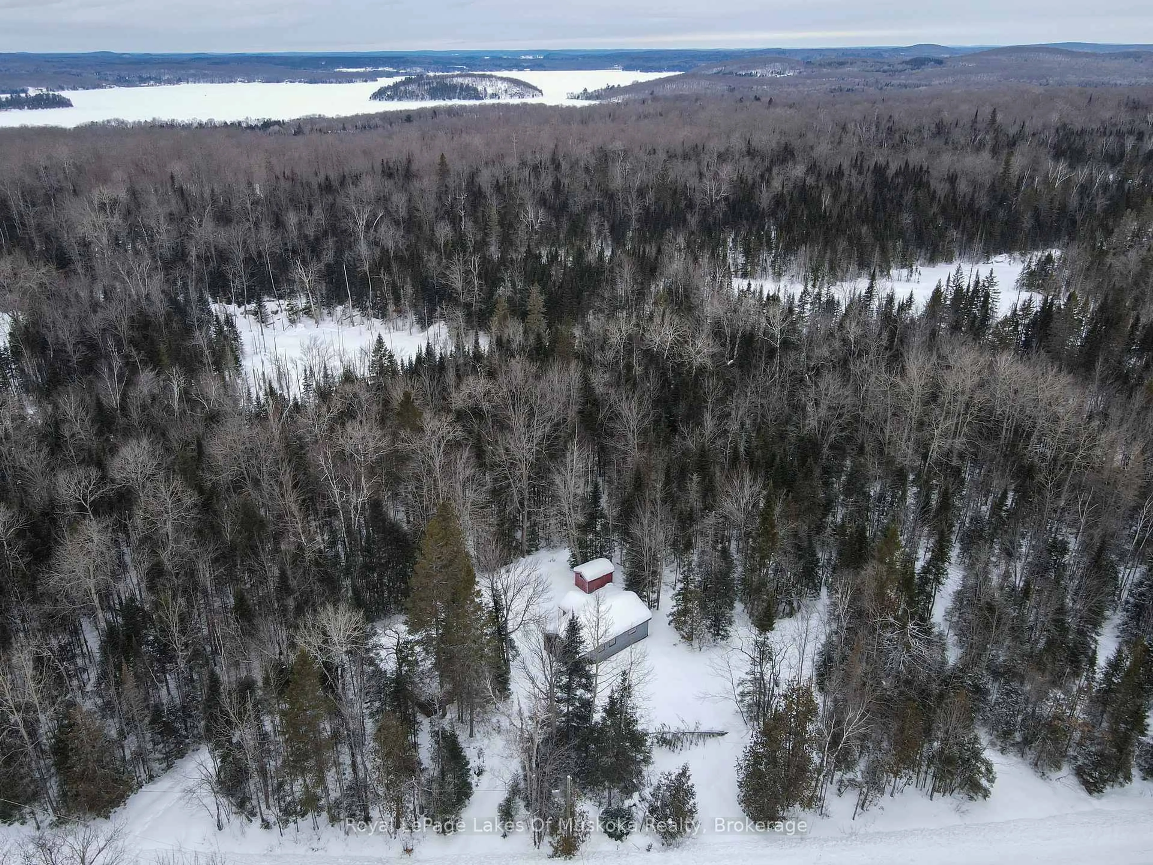 A pic from outside/outdoor area/front of a property/back of a property/a pic from drone, forest/trees view for 1238 Star Lake Rd, McMurrich/Monteith Ontario P0A 1Y0