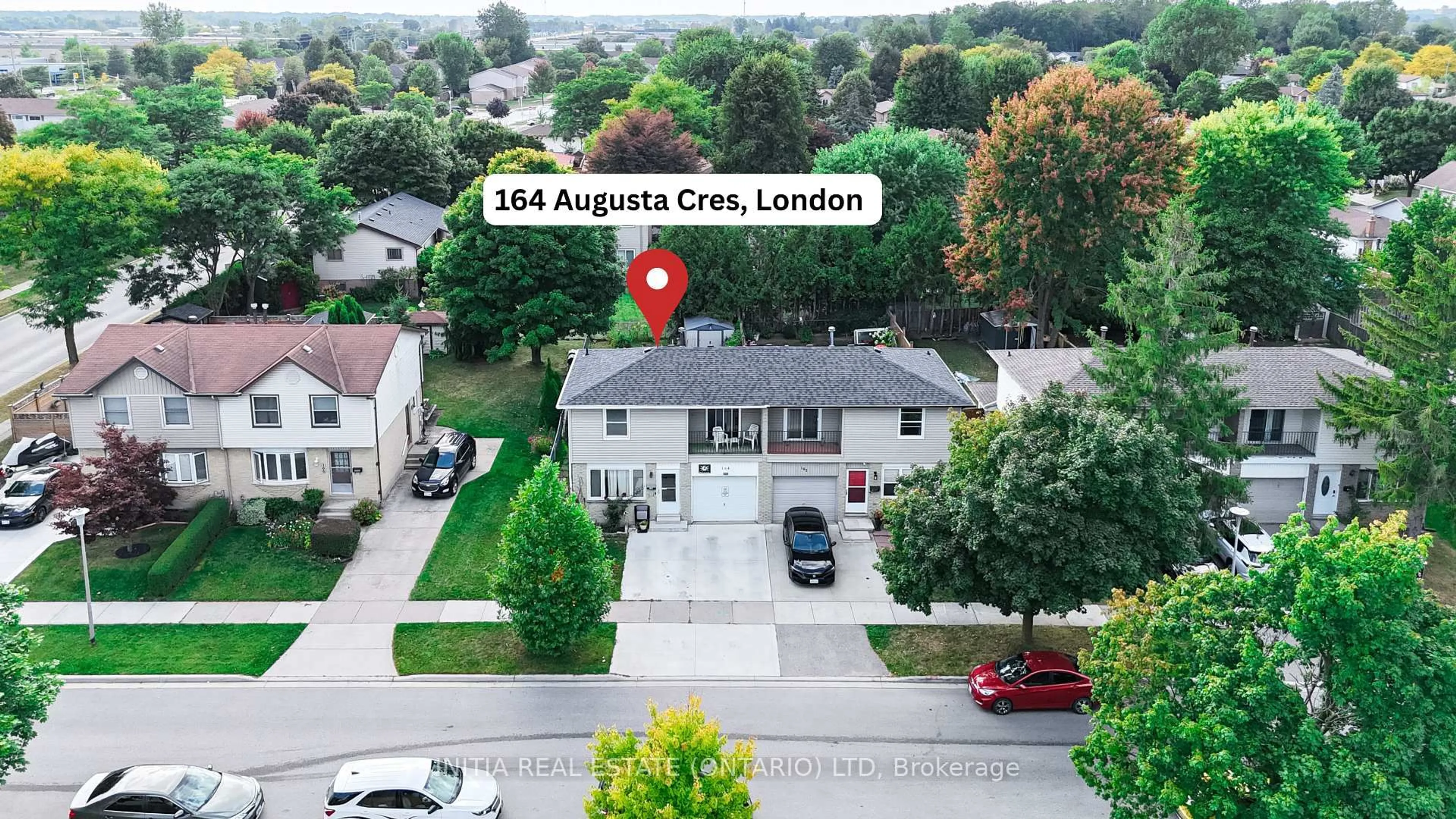 A pic from outside/outdoor area/front of a property/back of a property/a pic from drone, city buildings view from balcony for 164 Augusta Cres, London South Ontario N6E 2E1