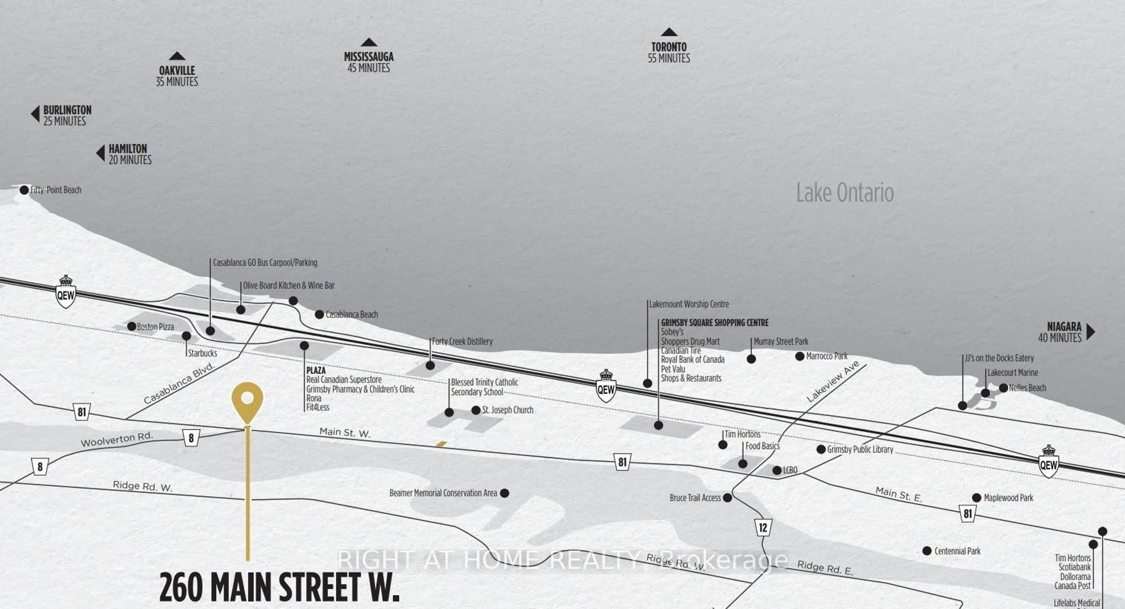 Picture of a map for 260 Main St #1, Grimsby Ontario L3M 1S4
