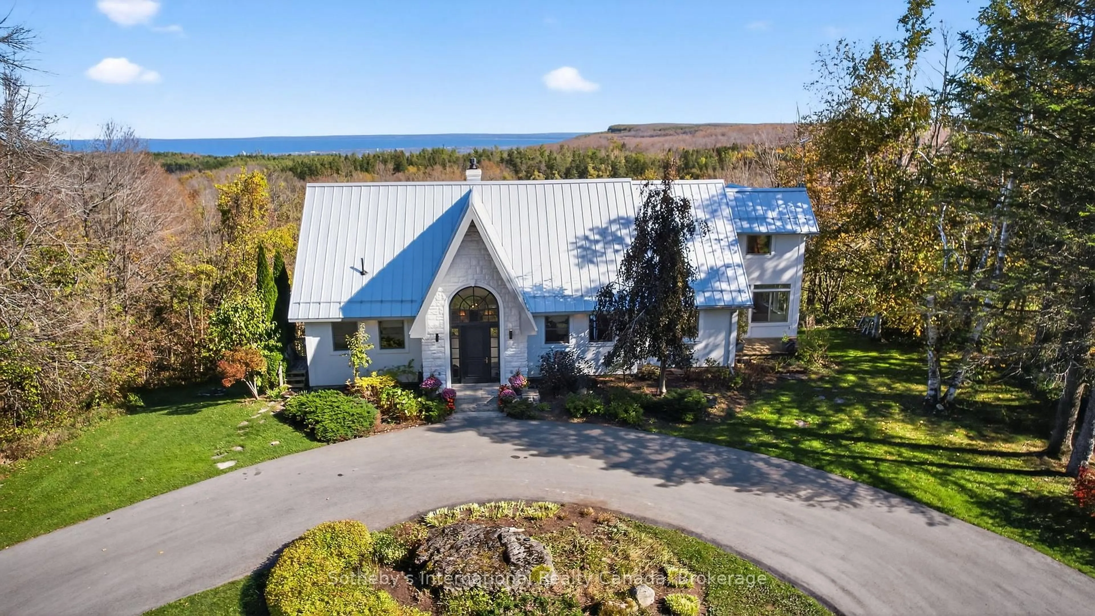 A pic from outside/outdoor area/front of a property/back of a property/a pic from drone, water/lake/river/ocean view for 589374 19 Grey Rd, Blue Mountains Ontario L9Y 0R6