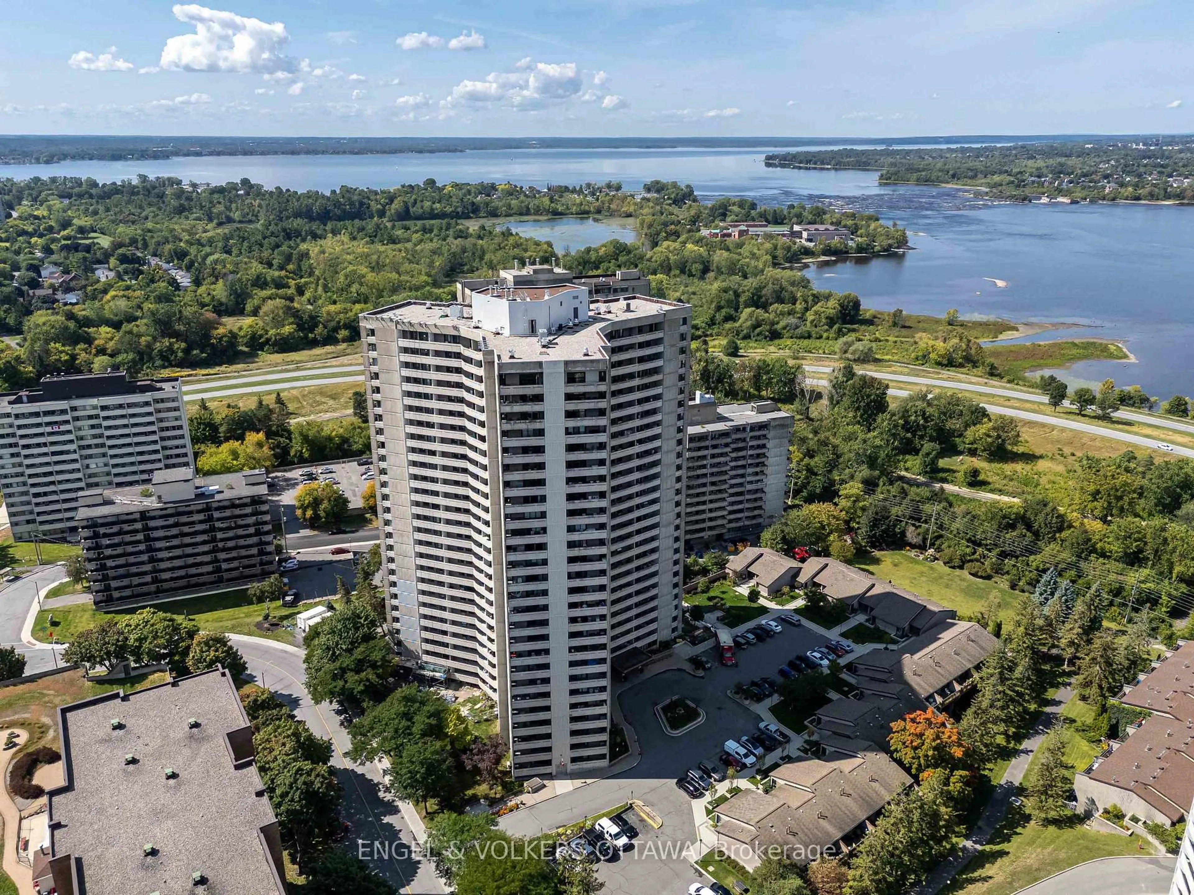 A pic from outside/outdoor area/front of a property/back of a property/a pic from drone, water/lake/river/ocean view for 1171 Ambleside Dr #606, Ottawa Ontario K2B 8E1