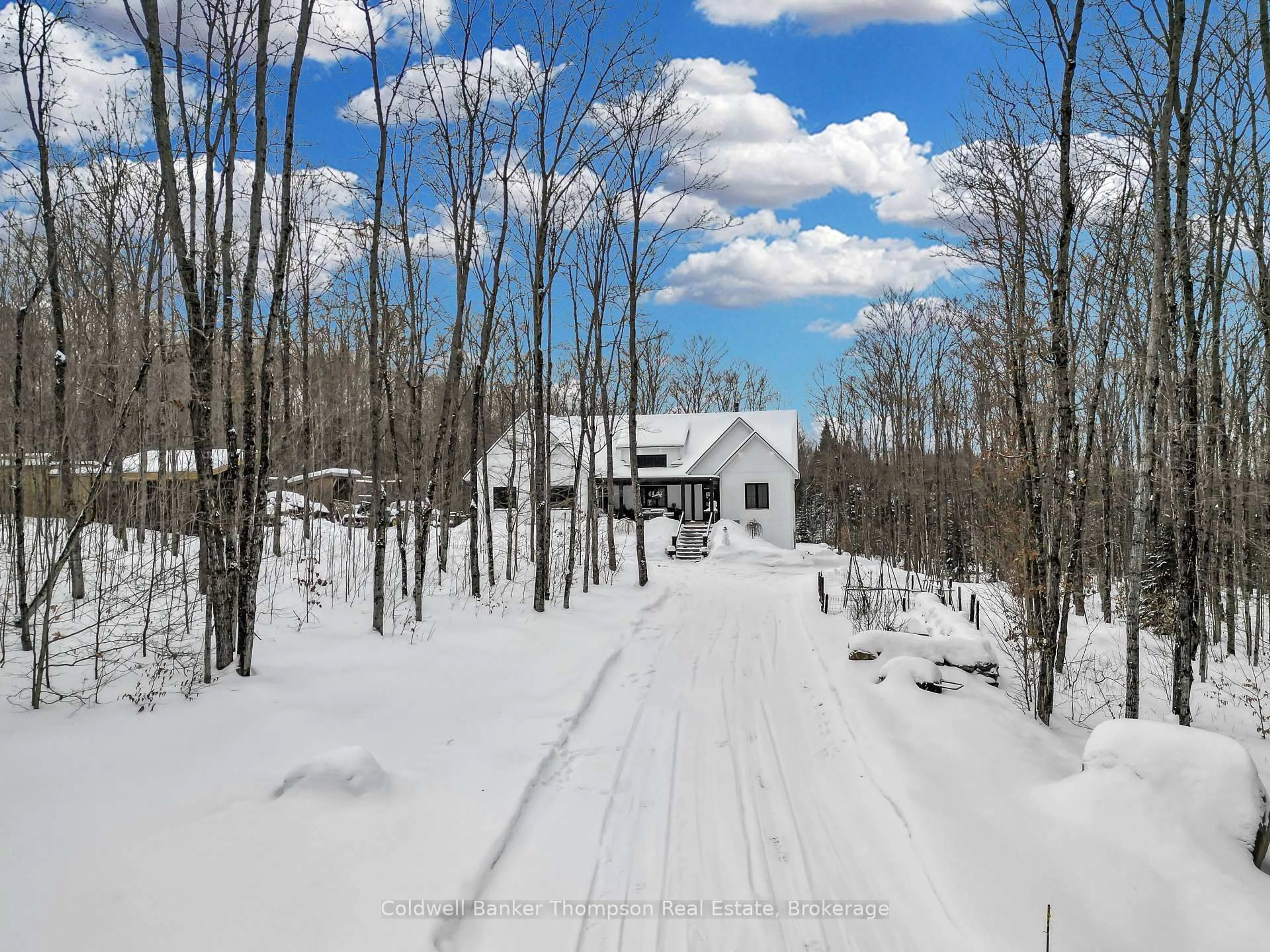 A pic from outside/outdoor area/front of a property/back of a property/a pic from drone, forest/trees view for 34 Millie's Way, Armour Ontario P0A 1C0