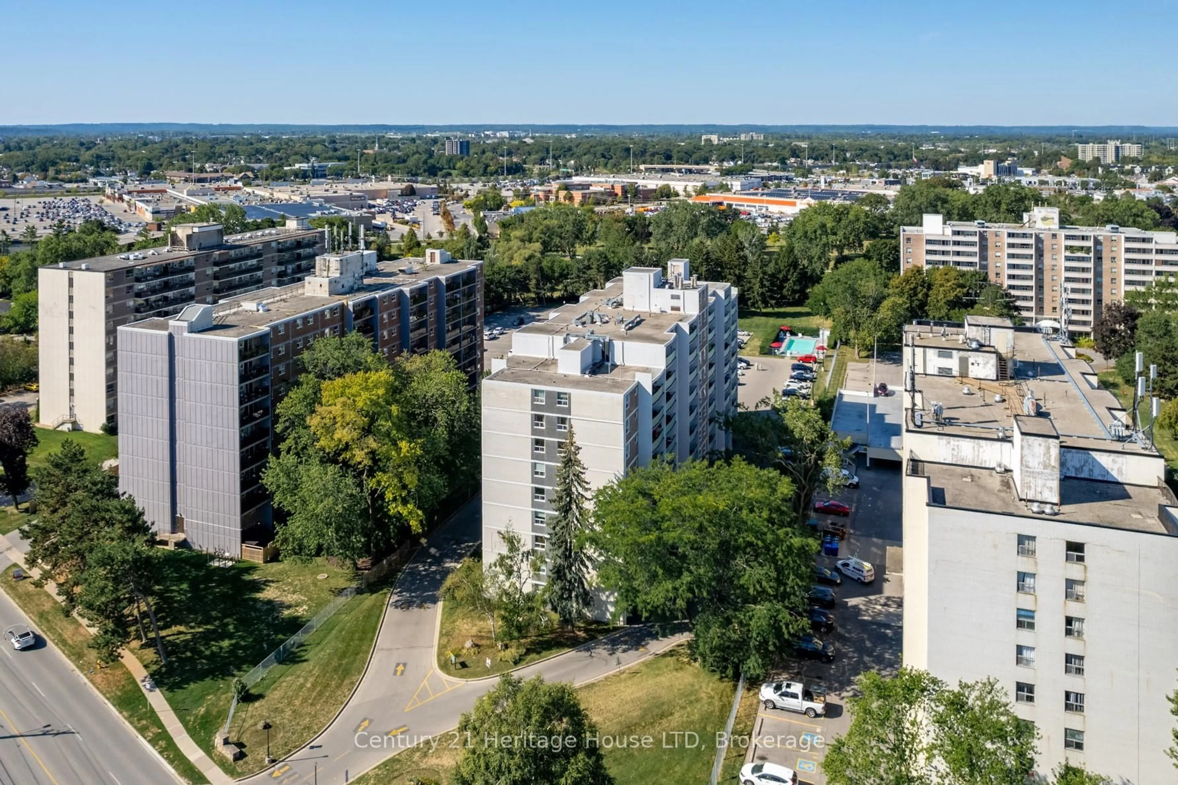 A pic from outside/outdoor area/front of a property/back of a property/a pic from drone, city buildings view from balcony for 359 Geneva St #303, St. Catharines Ontario L2N 2G5