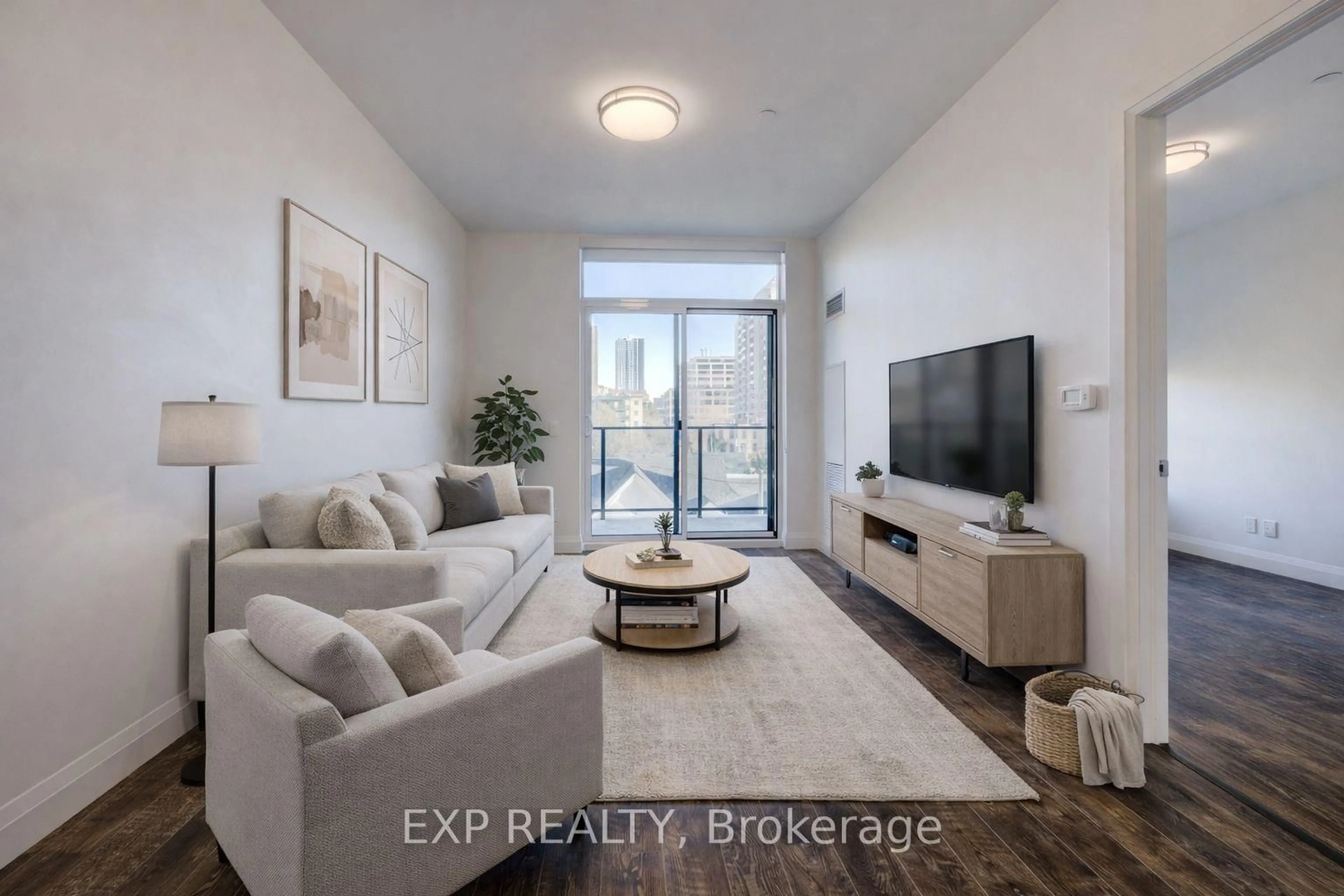 Living room with furniture, unknown for 399 Queen St #417, Kitchener Ontario N2G 0C4