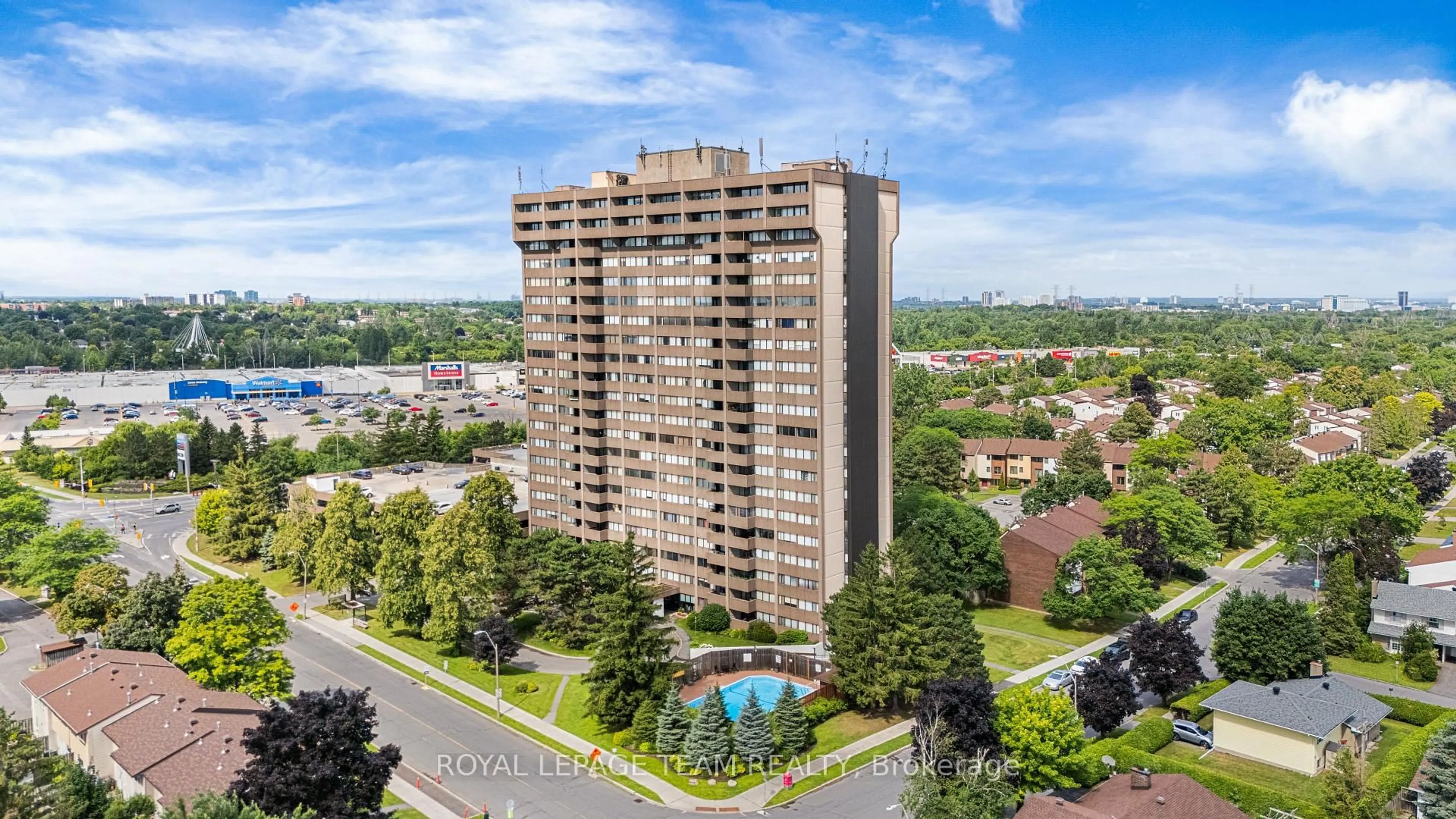 A pic from outside/outdoor area/front of a property/back of a property/a pic from drone, city buildings view from balcony for 1285 Cahill Dr #1607, Ottawa Ontario K1V 9A7
