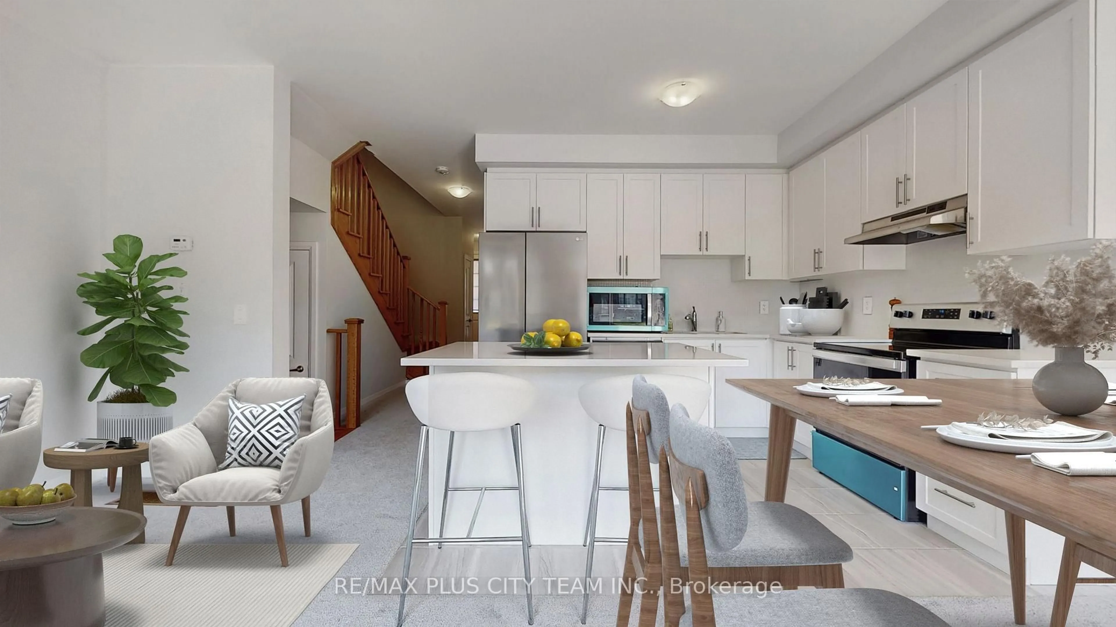 Open concept kitchen, ceramic/tile floor for 32 Keenan St, Kawartha Lakes Ontario K9V 6C2