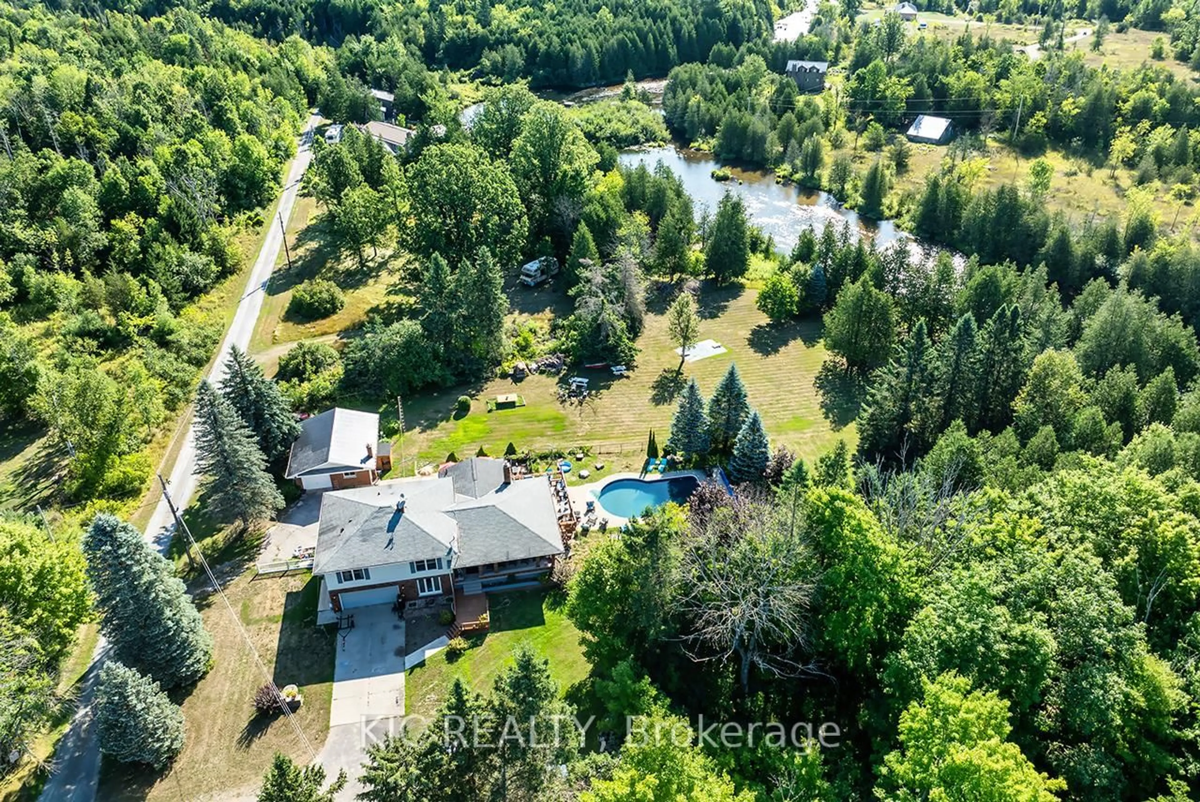 A pic from outside/outdoor area/front of a property/back of a property/a pic from drone, forest/trees view for 529 Sawmill Rd, Douro-Dummer Ontario K0L 1H0