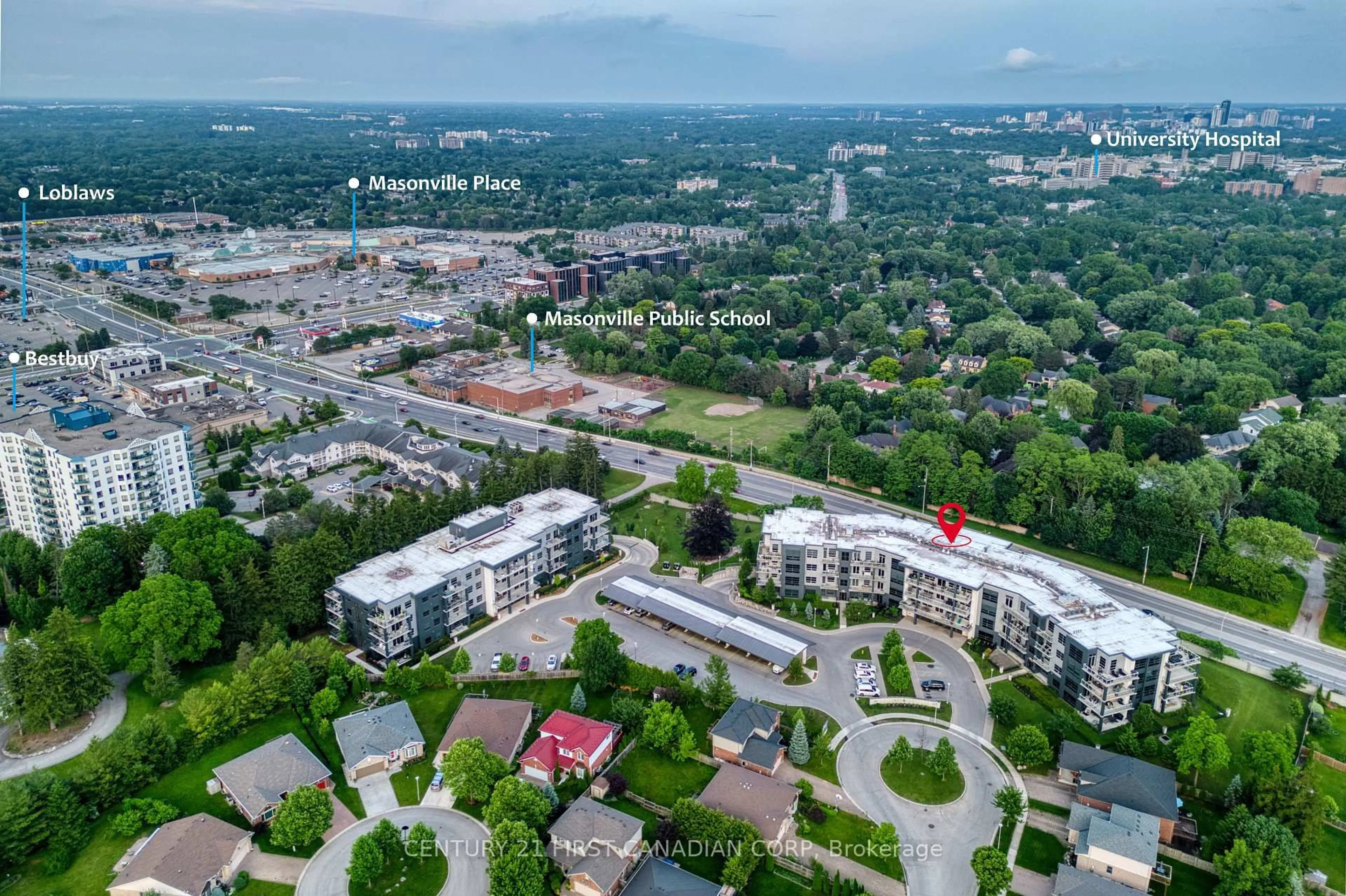 A pic from outside/outdoor area/front of a property/back of a property/a pic from drone, city buildings view from balcony for 1705 Fiddlehead Pl #105, London North Ontario N6G 0S1