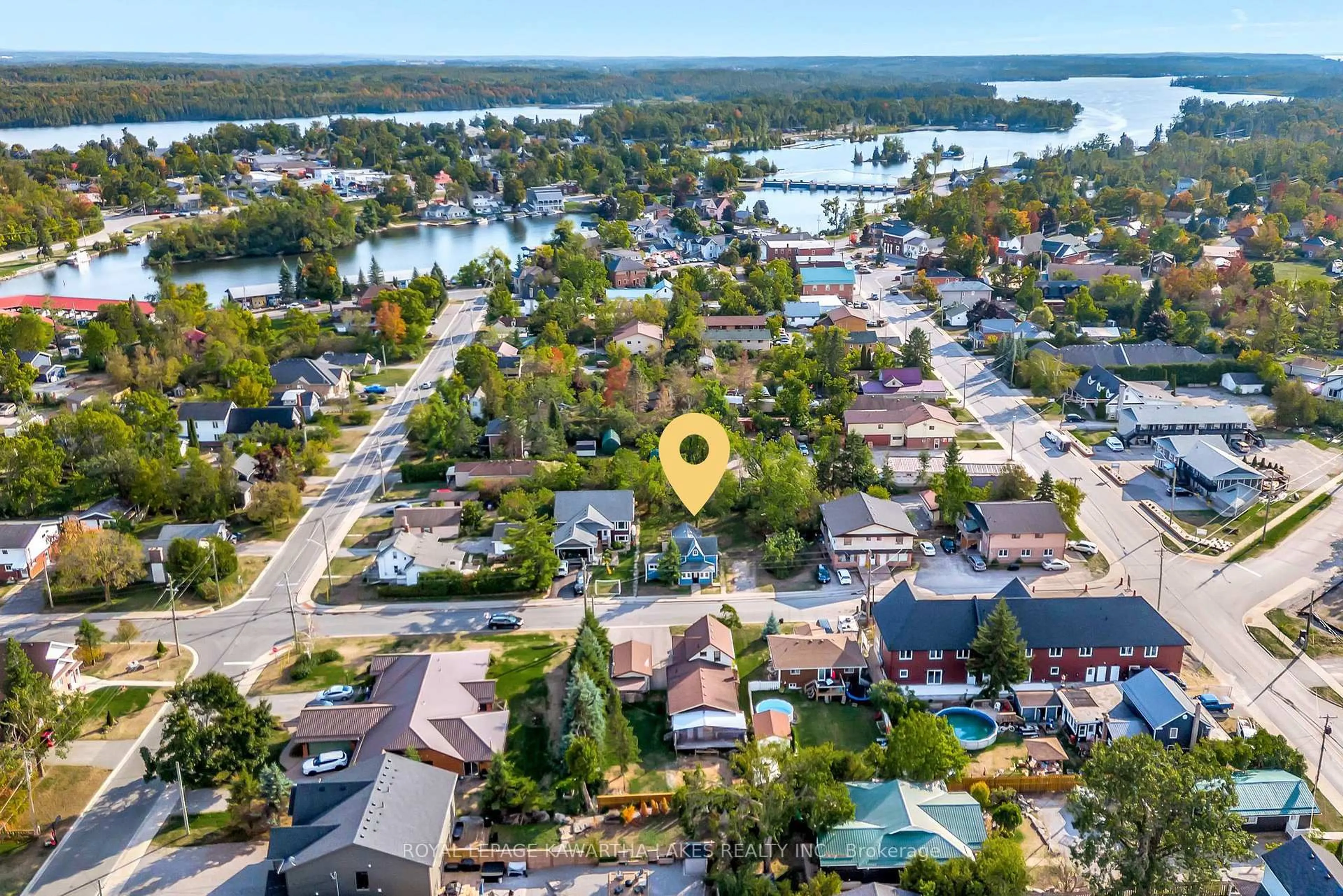 A pic from outside/outdoor area/front of a property/back of a property/a pic from drone, water/lake/river/ocean view for 19 Prince St, Kawartha Lakes Ontario K0M 1A0