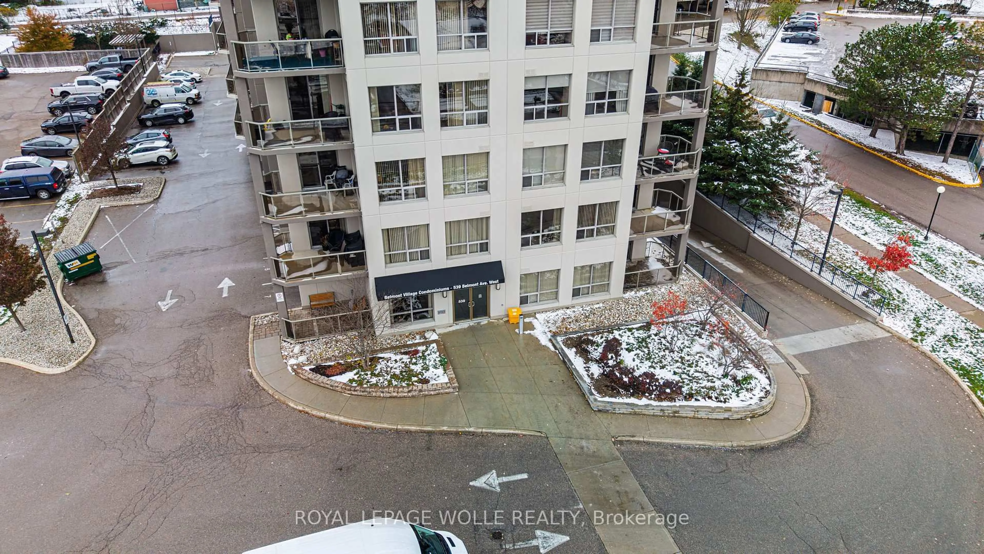 A pic from outside/outdoor area/front of a property/back of a property/a pic from drone, city buildings view from balcony for 539 Belmont Ave #608, Kitchener Ontario N2M 0A2