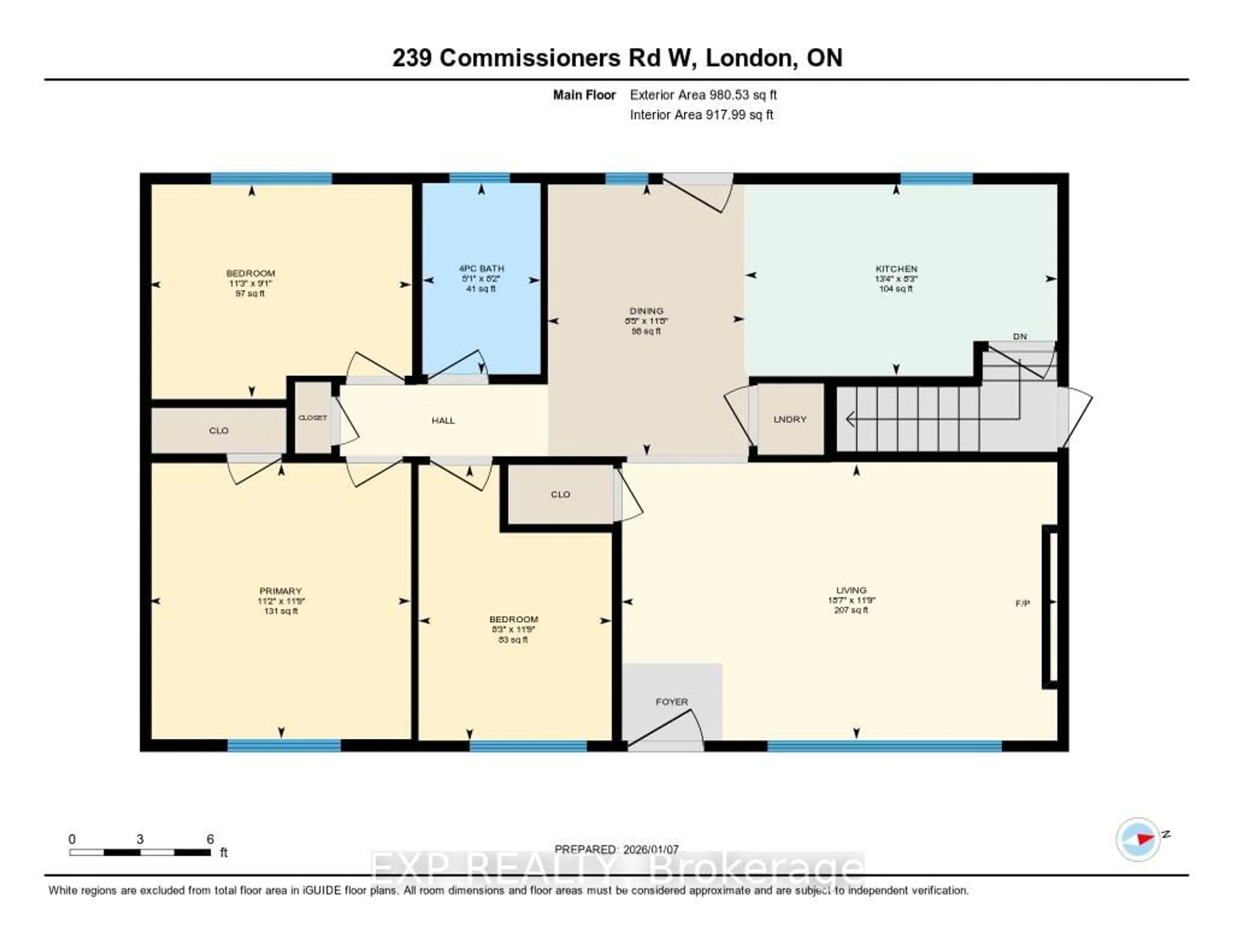 Floor plan for 239 Commissioners Rd, London South Ontario N6J 1Y2