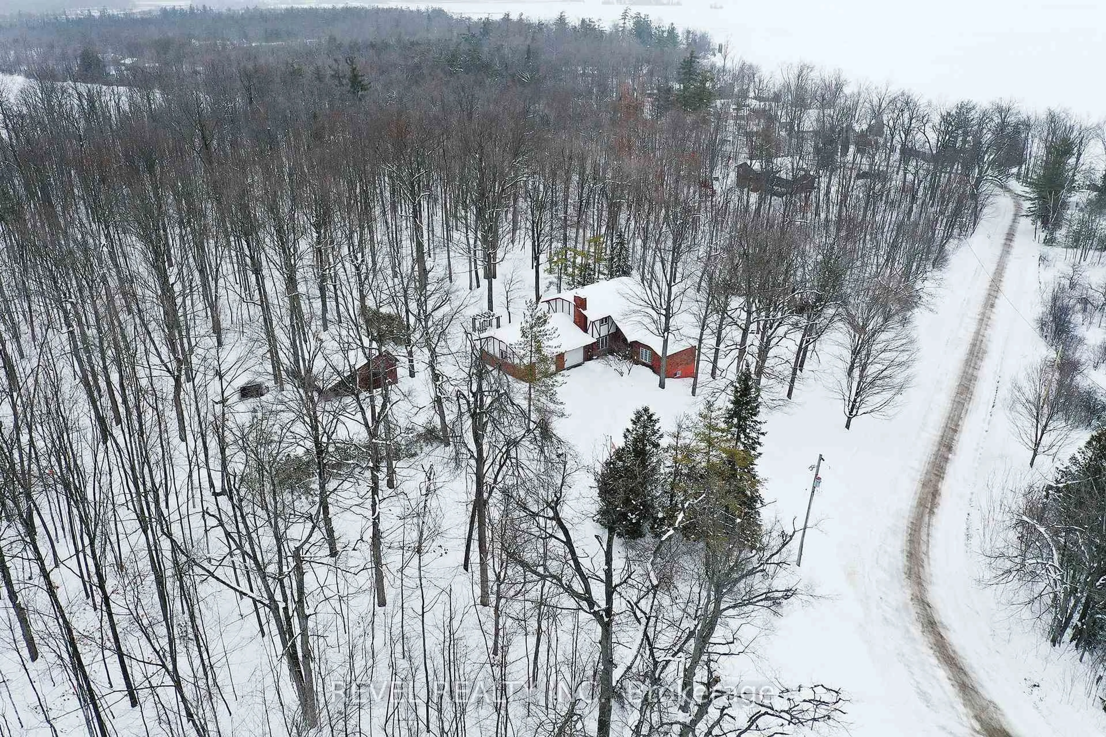 A pic from outside/outdoor area/front of a property/back of a property/a pic from drone, forest/trees view for 149 Lakebreeze Rd, Kawartha Lakes Ontario K0M 1N0