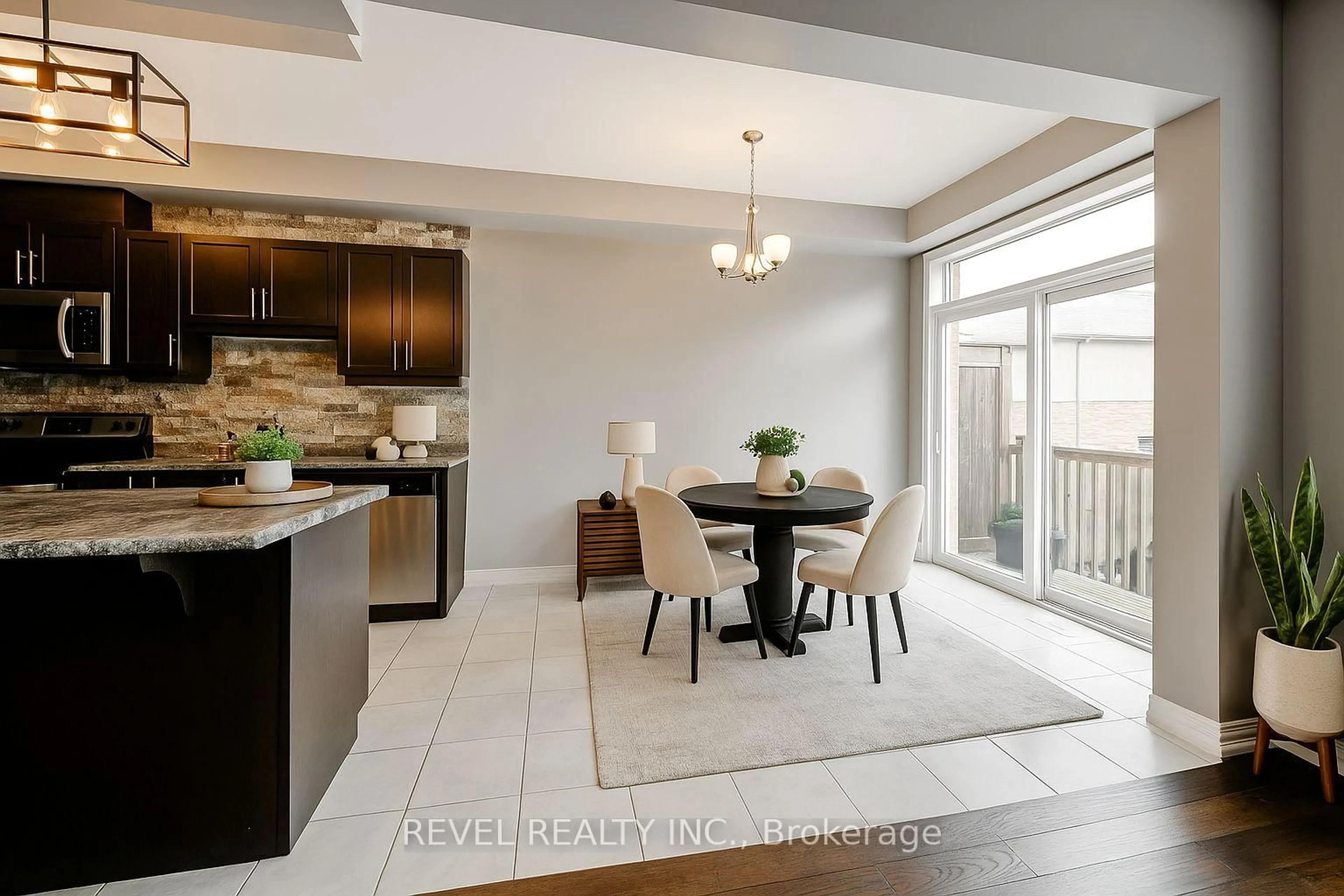 Open concept kitchen, ceramic/tile floor for 247 Festival Way #22, Hamilton Ontario L0R 1C0