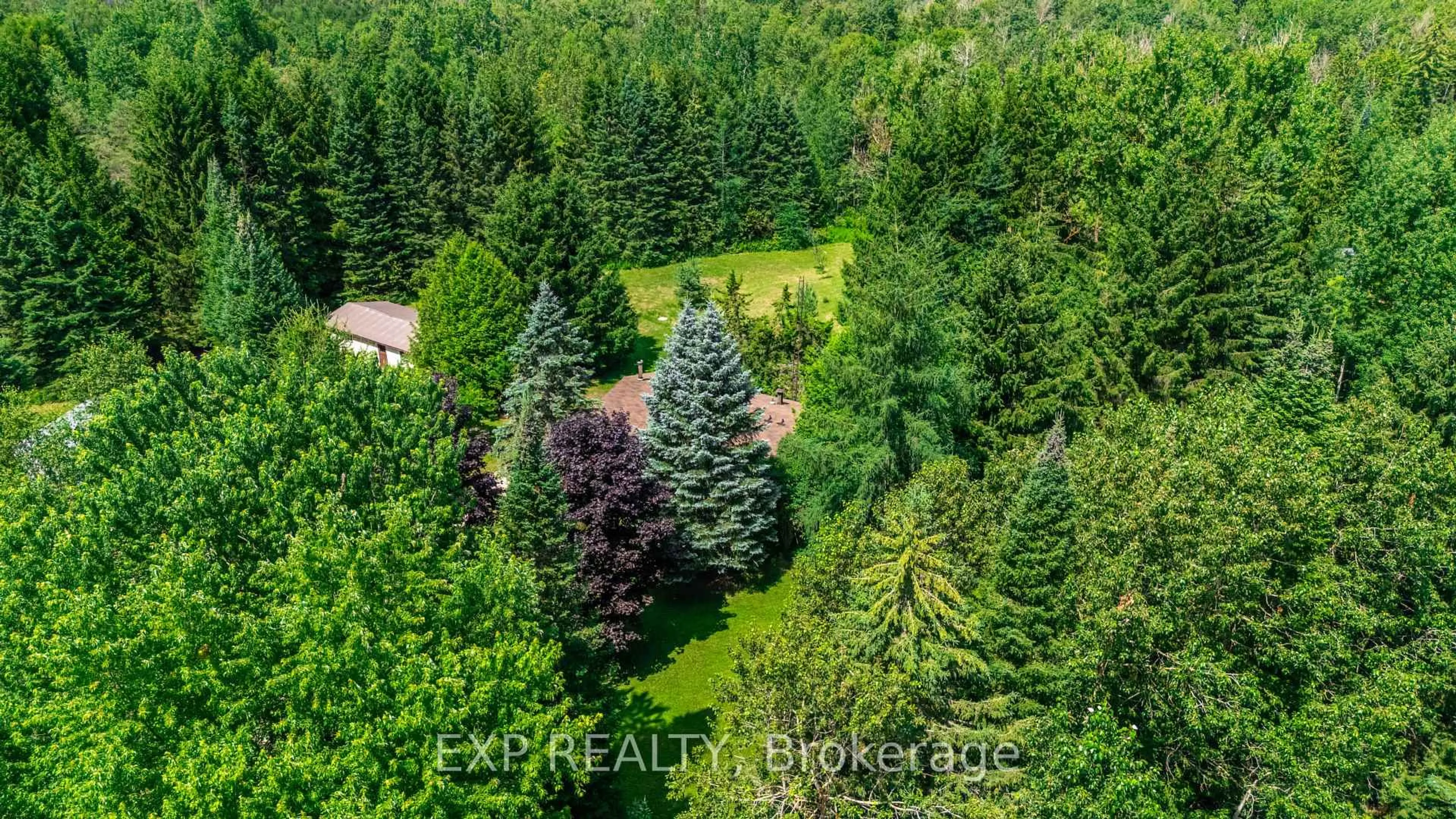 A pic from outside/outdoor area/front of a property/back of a property/a pic from drone, forest/trees view for 111490 Grey County Road 14, Southgate Ontario N0G 1N0