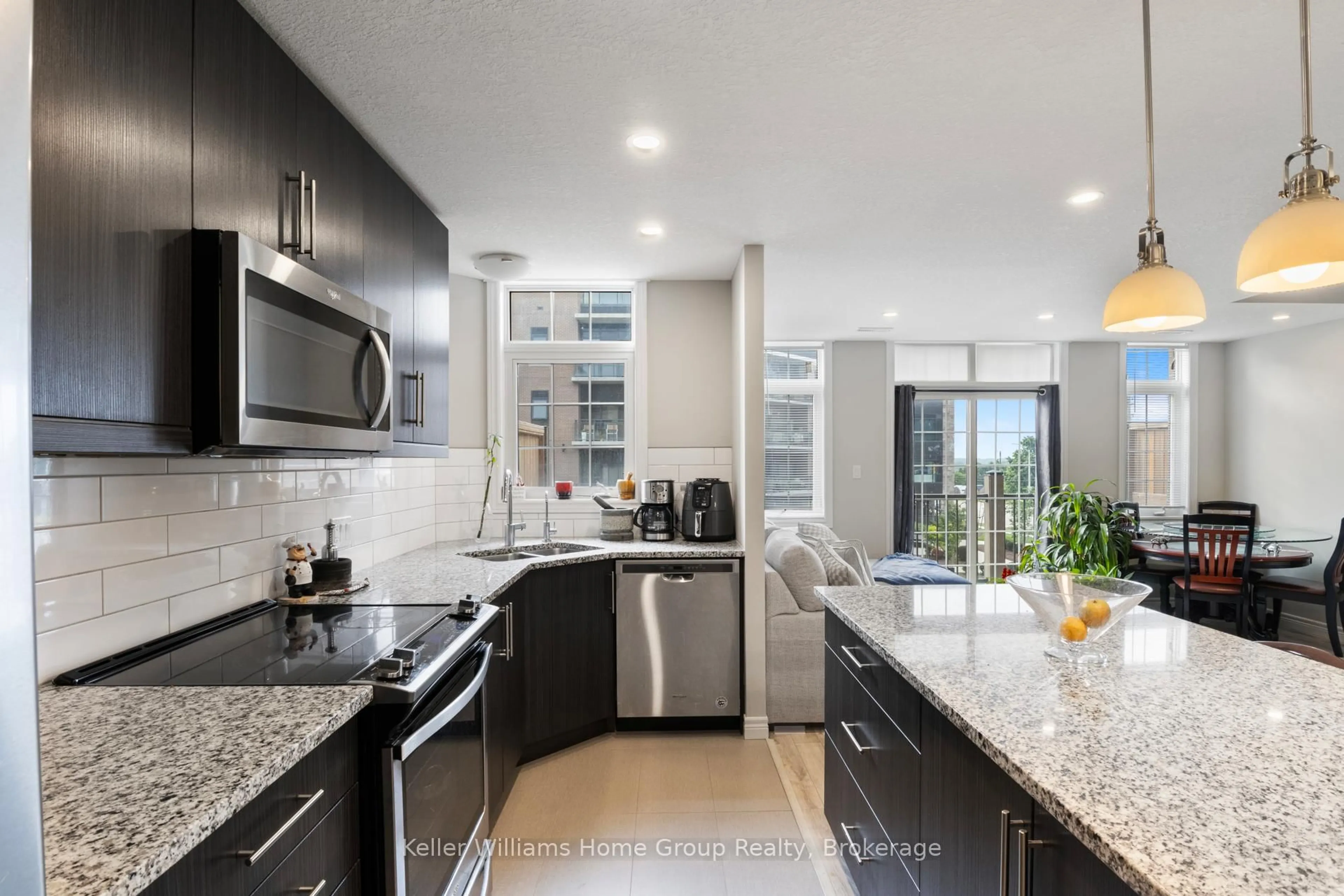 Contemporary kitchen, ceramic/tile floor for 333 Gosling Gdns #314, Guelph Ontario N1L 0M1